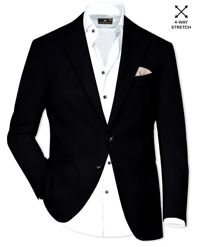 Noirex-Korean Black ( The Best Black We Have ) 4-Way Stretch Wrinkle-Free Single Breasted Blazer sold by French Crown