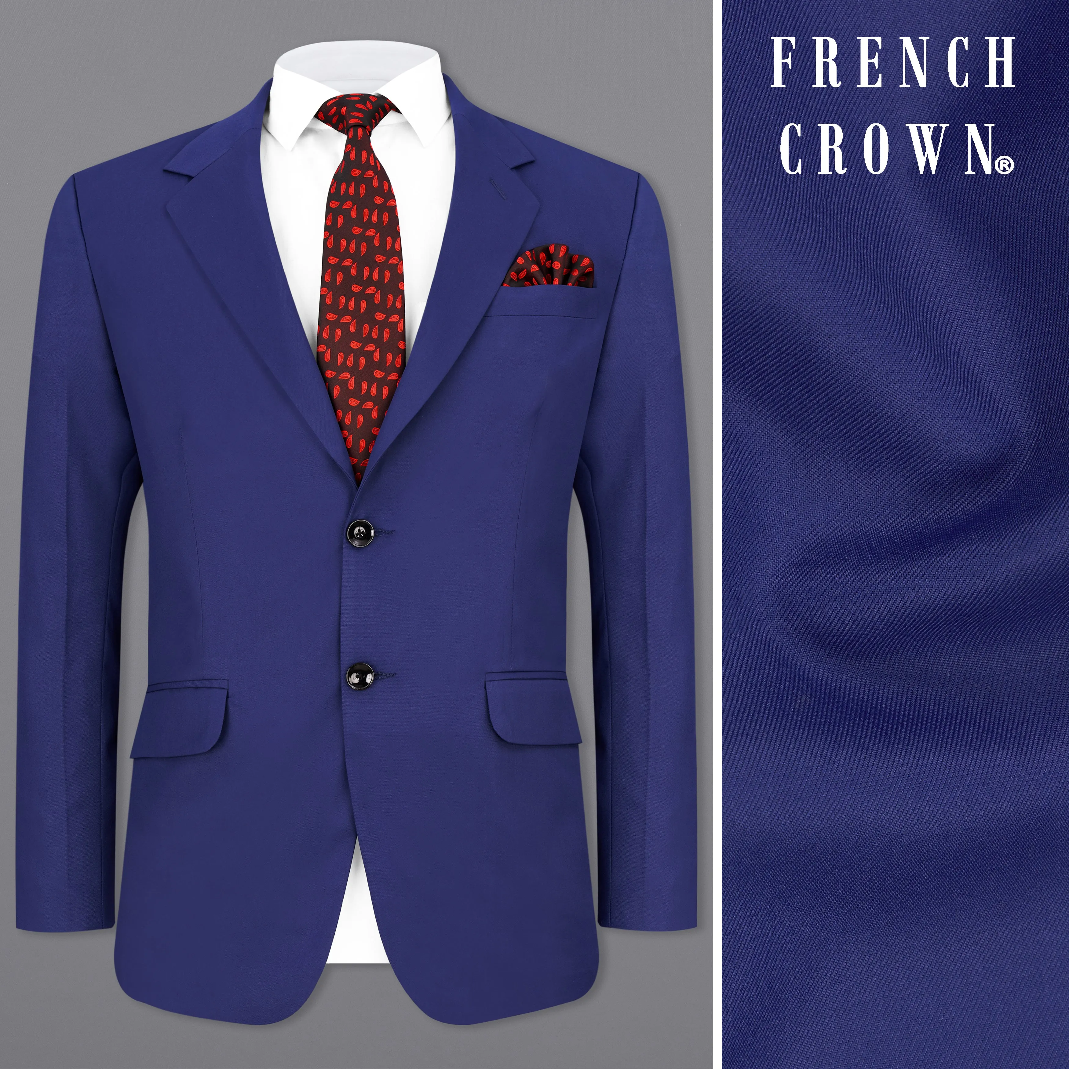 Royal Blue Single Breasted Blazer sold by French Crown