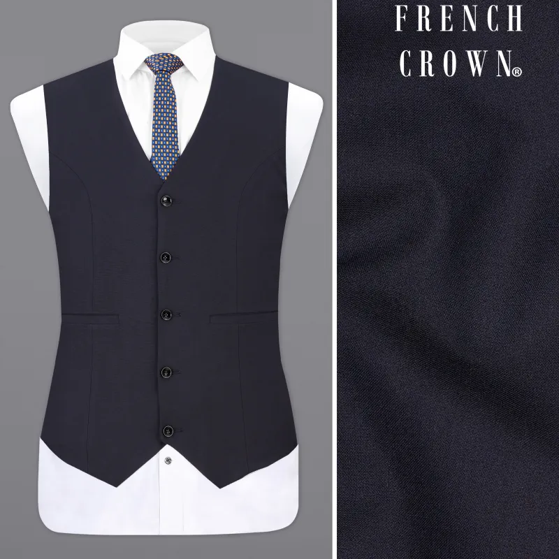 Thunder Blue Textured Waistcoat sold by French Crown
