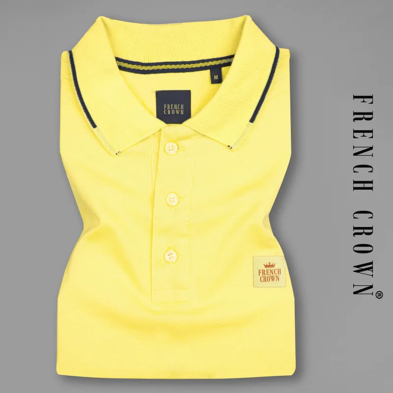 Sweet Corn Yellow Organic Cotton Mercerised Pique Polo sold by French Crown