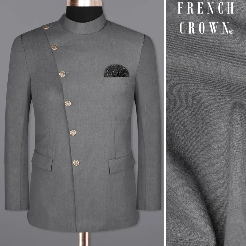 Storm Dust Grey Woolrich Cross Placket Bandhgala Blazer sold by French Crown