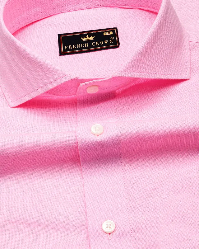 Chantilly Pink Luxurious Linen Shirt sold by French Crown