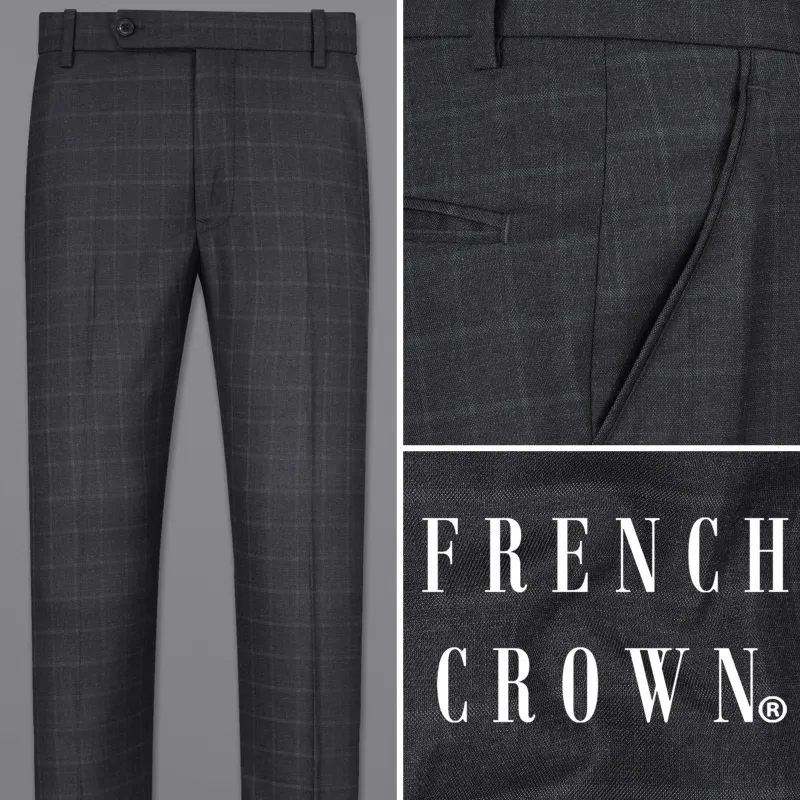 Bastille Light Black Windowpane Pant sold by French Crown