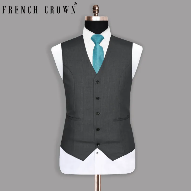 Anchor Grey Micro Checked Waistcoat sold by French Crown
