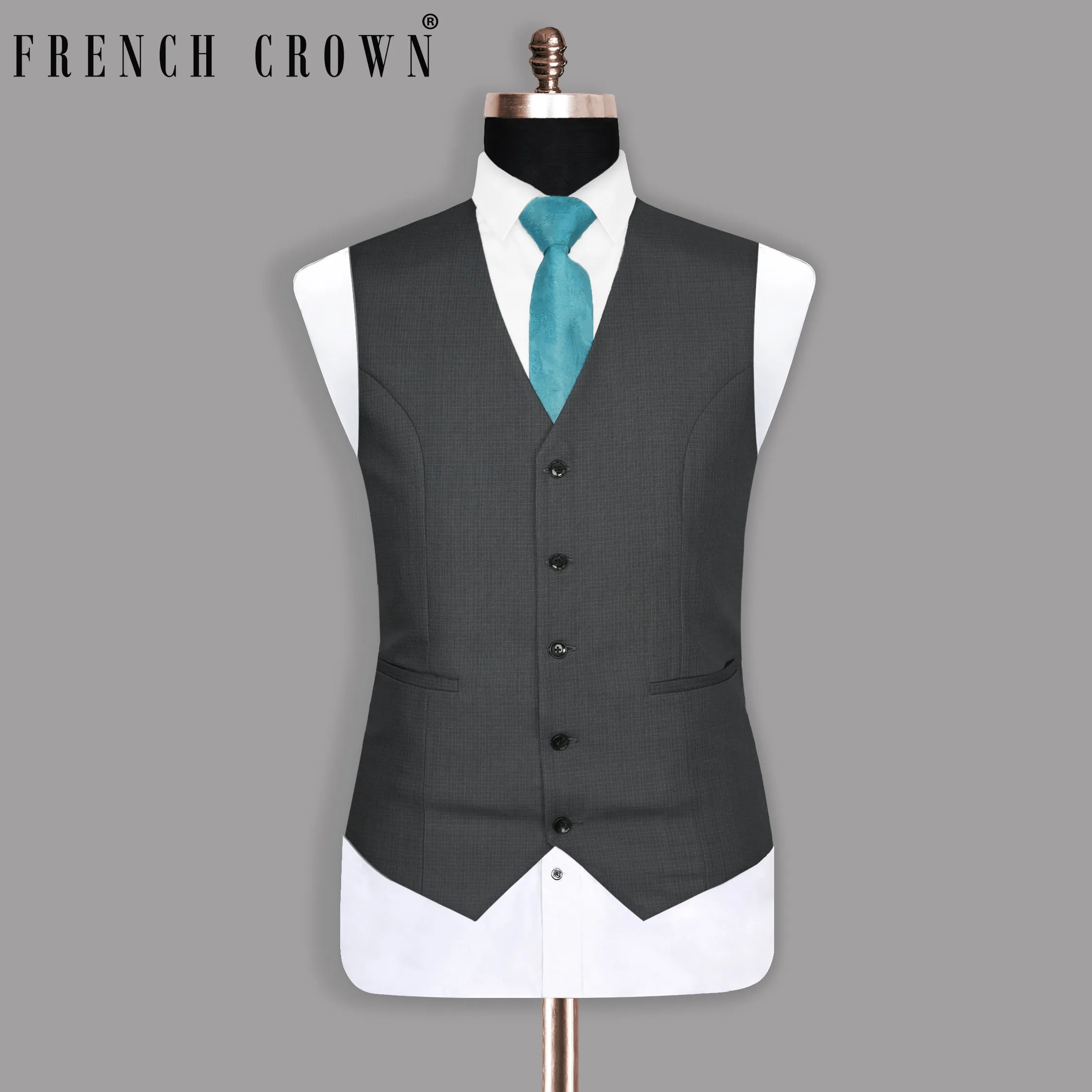 Anchor Grey Micro Checked Waistcoat sold by French Crown
