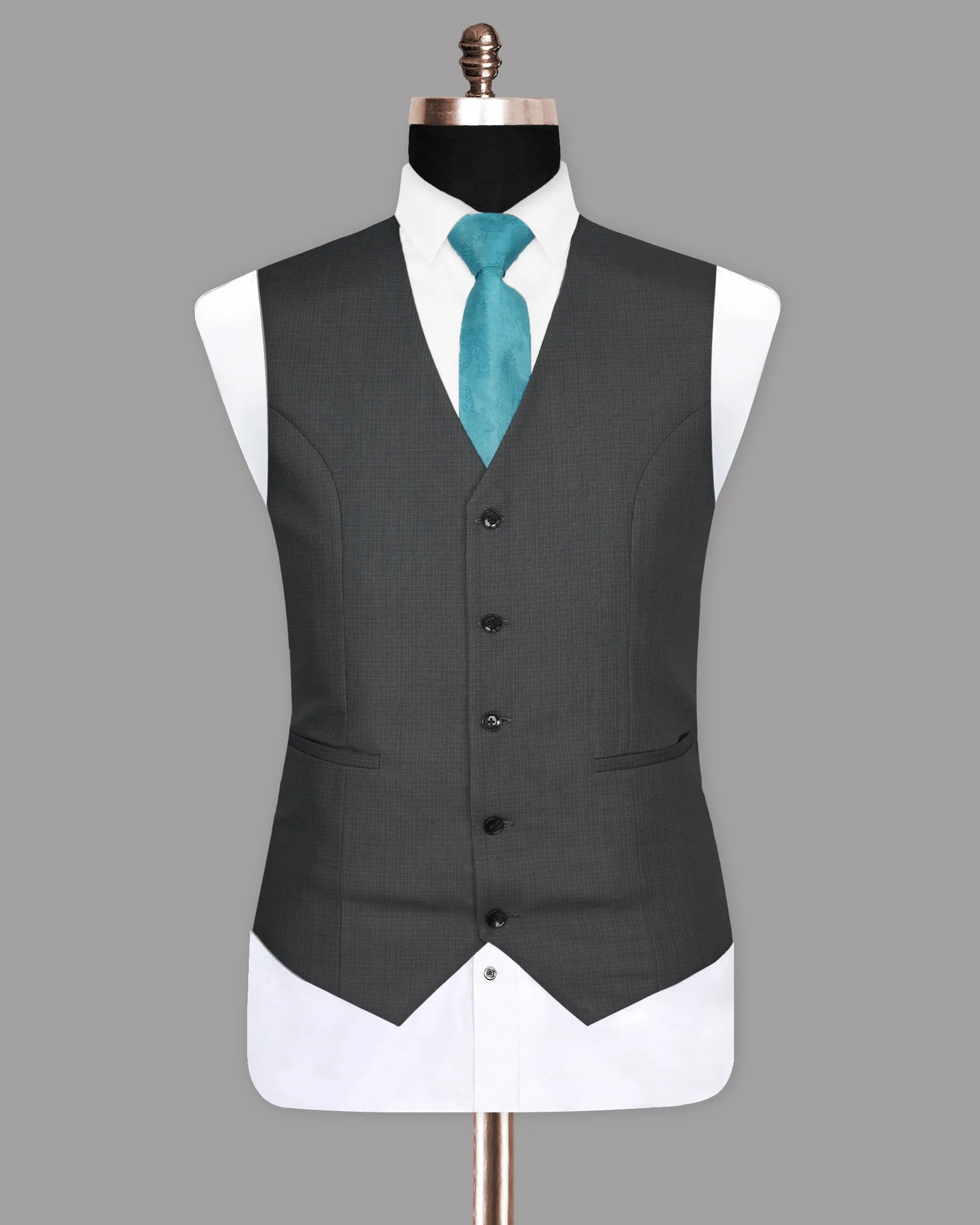 Anchor Grey Micro Checked Waistcoat sold by French Crown product image thumbnail 2