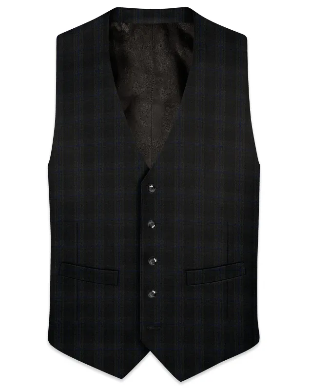 Thunder brown Plaid Wool Rich Waistcoat sold by French Crown