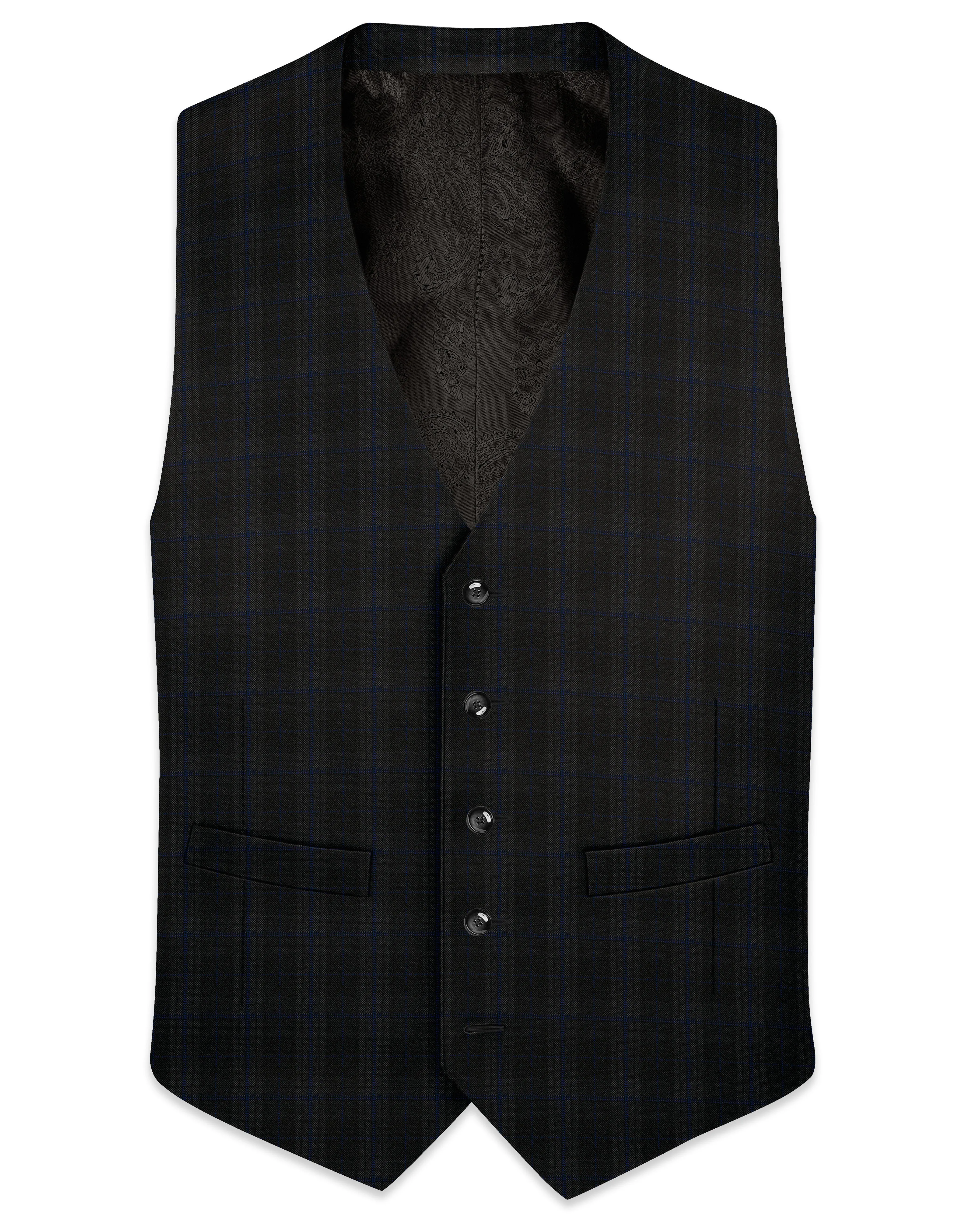 Thunder brown Plaid Wool Rich Waistcoat sold by French Crown