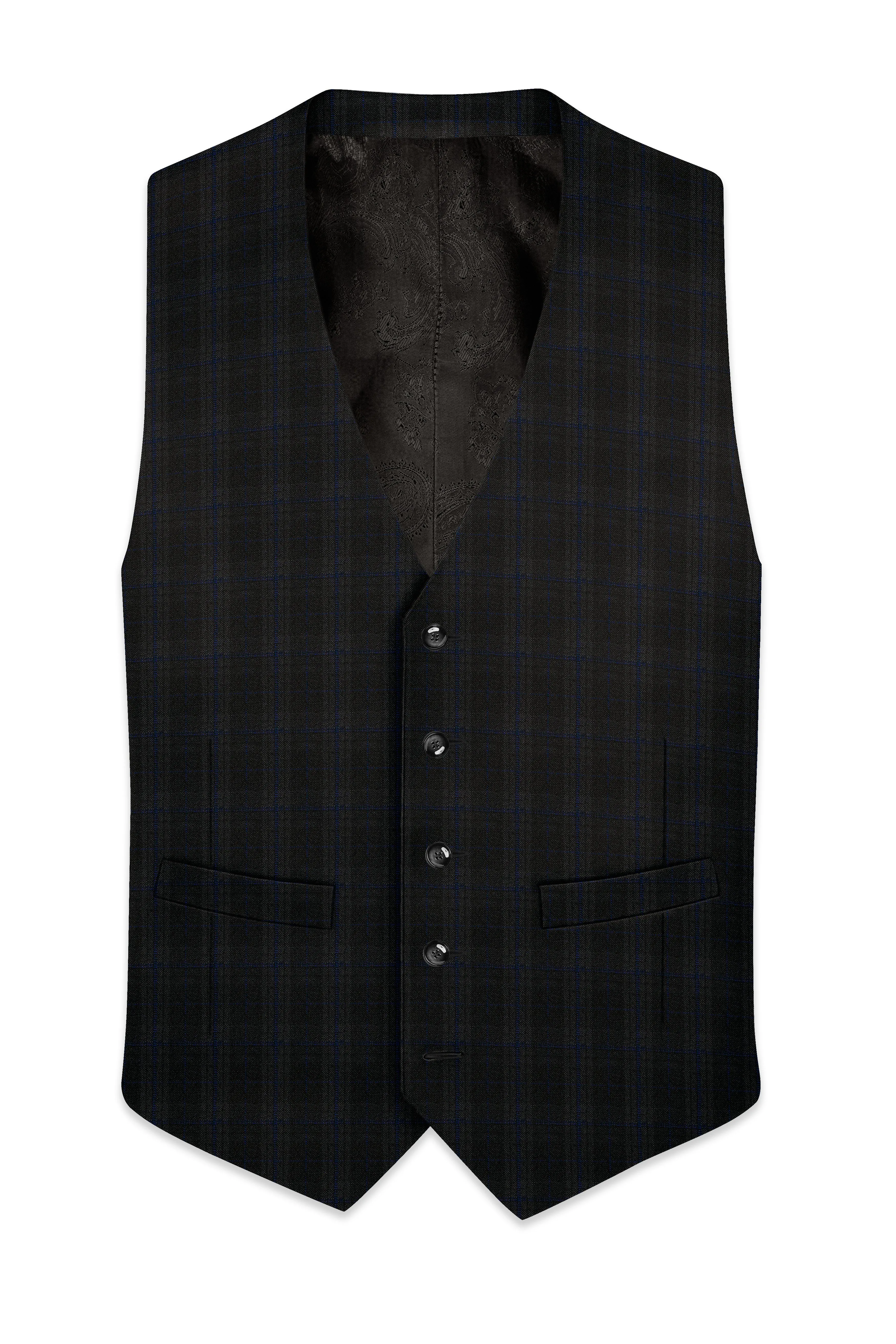 Thunder brown Plaid Wool Rich Waistcoat sold by French Crown product image thumbnail 2