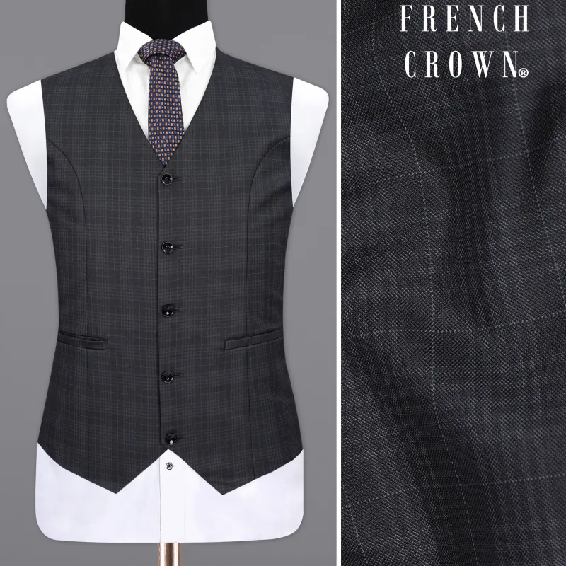 Rangoon Black Plaid Waistcoat made by French Crown