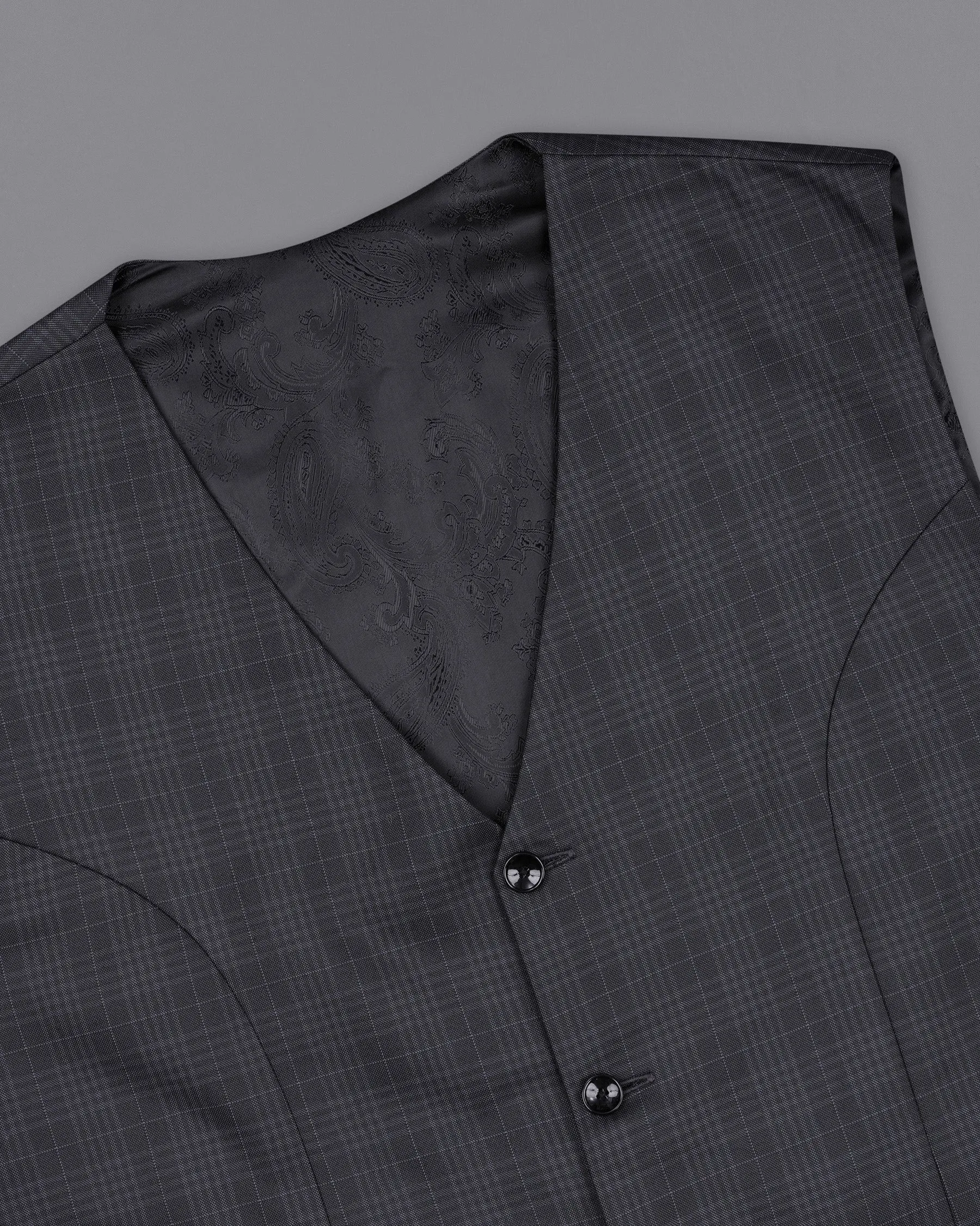 Rangoon Black Plaid Waistcoat sold by French Crown product image thumbnail 4
