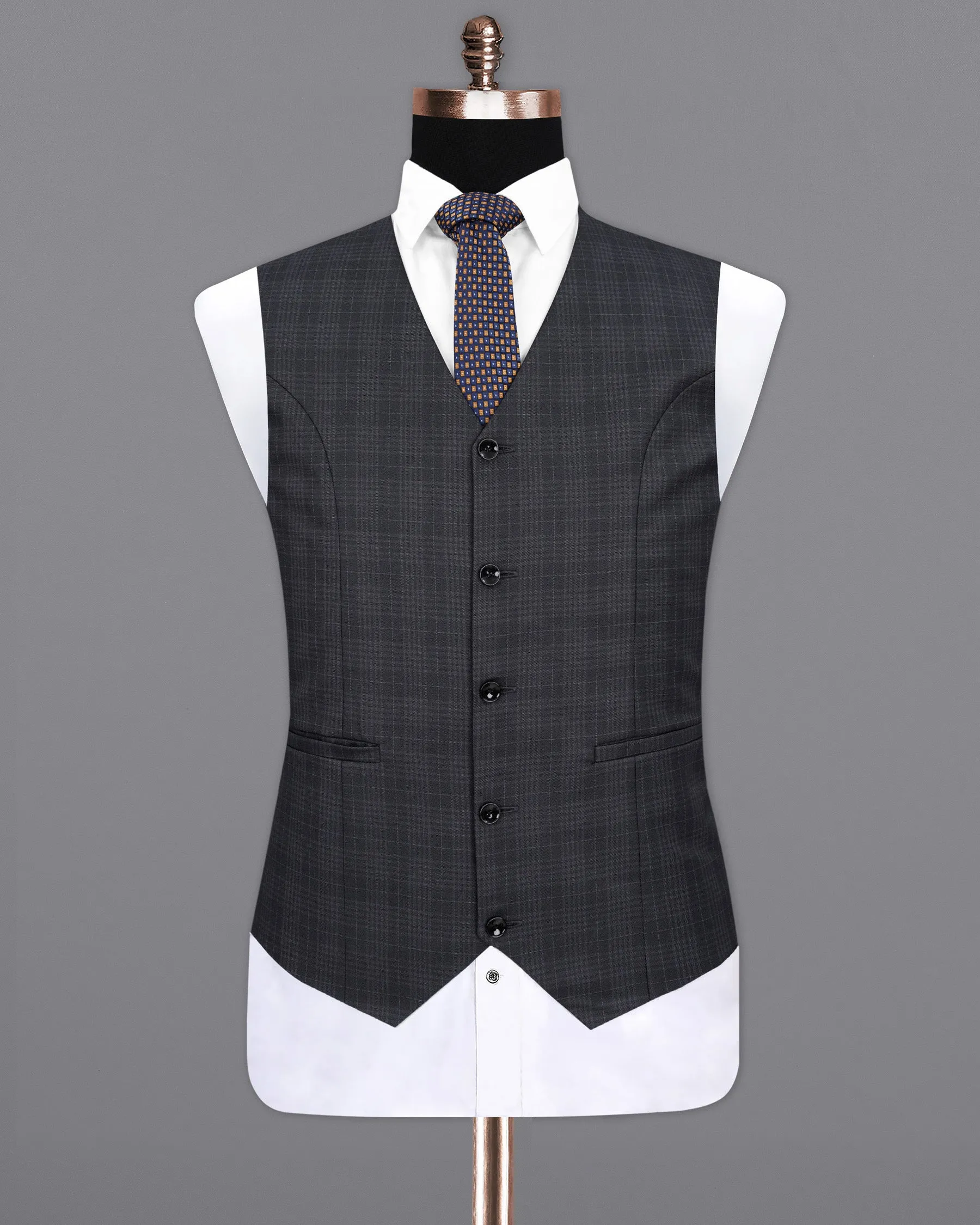 Rangoon Black Plaid Waistcoat sold by French Crown product image thumbnail 2