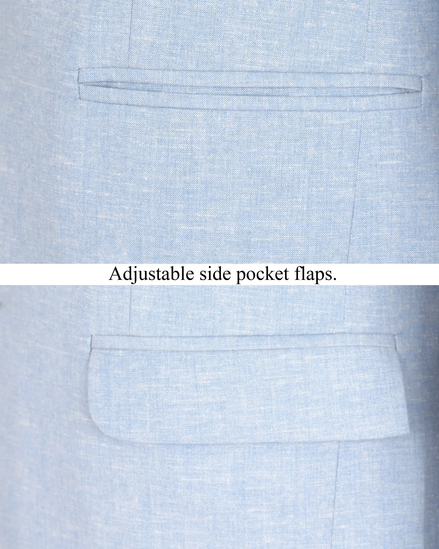 Sky Blue Luxurious Linen Blazer sold by French Crown product image thumbnail 5