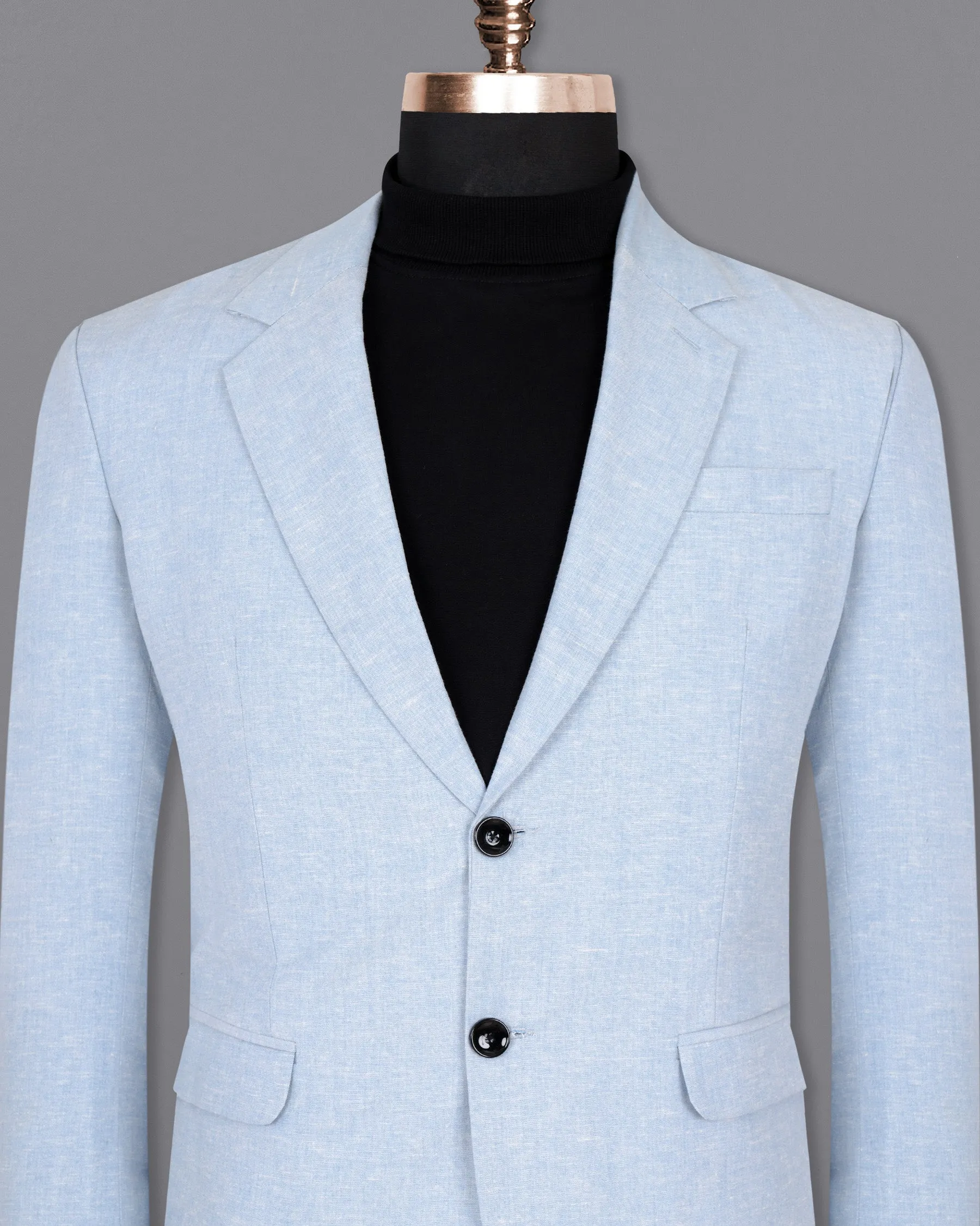 Sky Blue Luxurious Linen Blazer sold by French Crown product image thumbnail 2