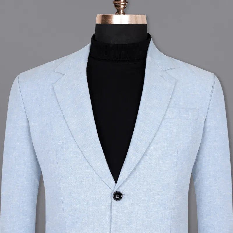 Sky Blue Luxurious Linen Blazer sold by French Crown