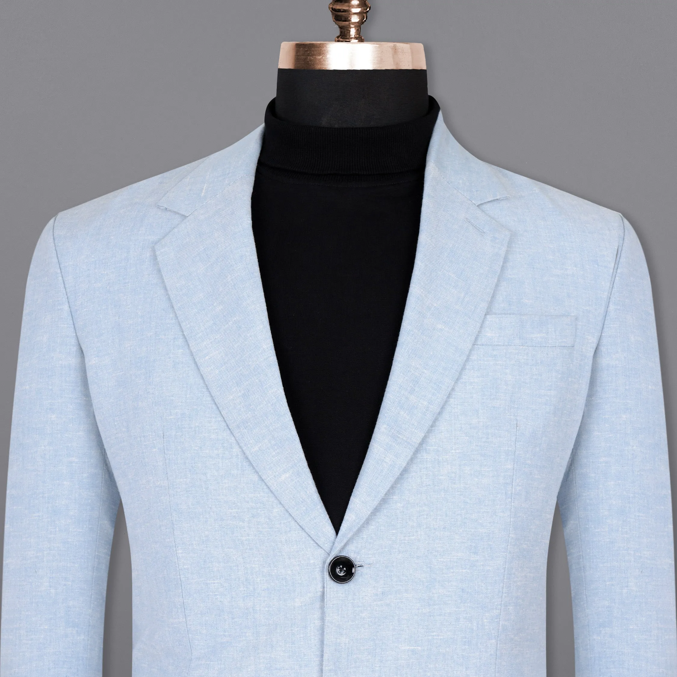 Sky Blue Luxurious Linen Blazer sold by French Crown