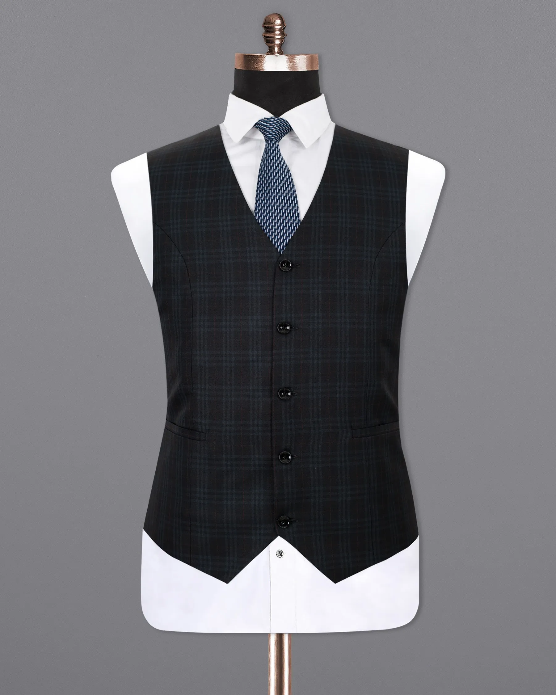 Shark Black Plaid Wool Rich Sports Waistcoat sold by French Crown product image thumbnail 2