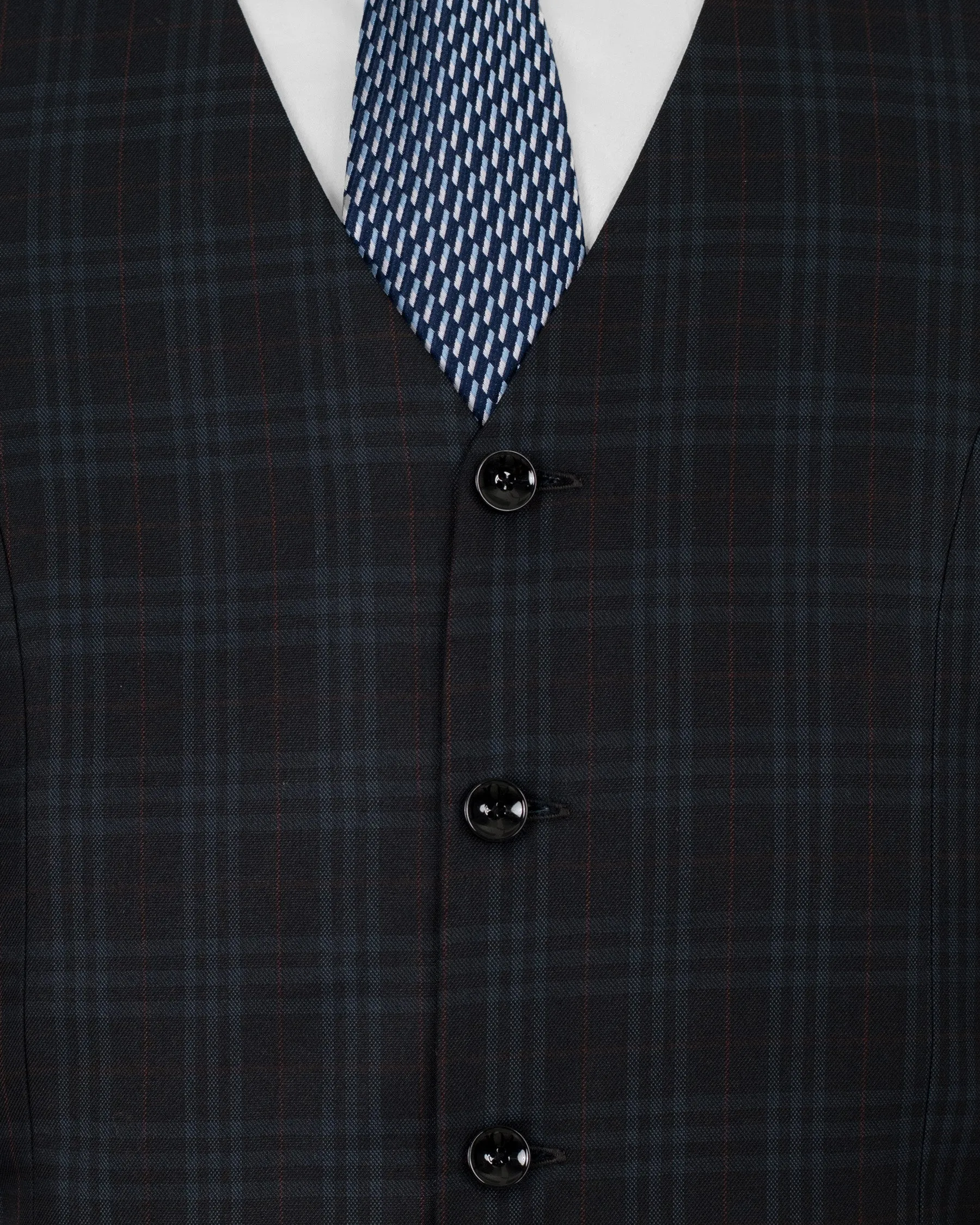 Shark Black Plaid Wool Rich Sports Waistcoat sold by French Crown product image thumbnail 5
