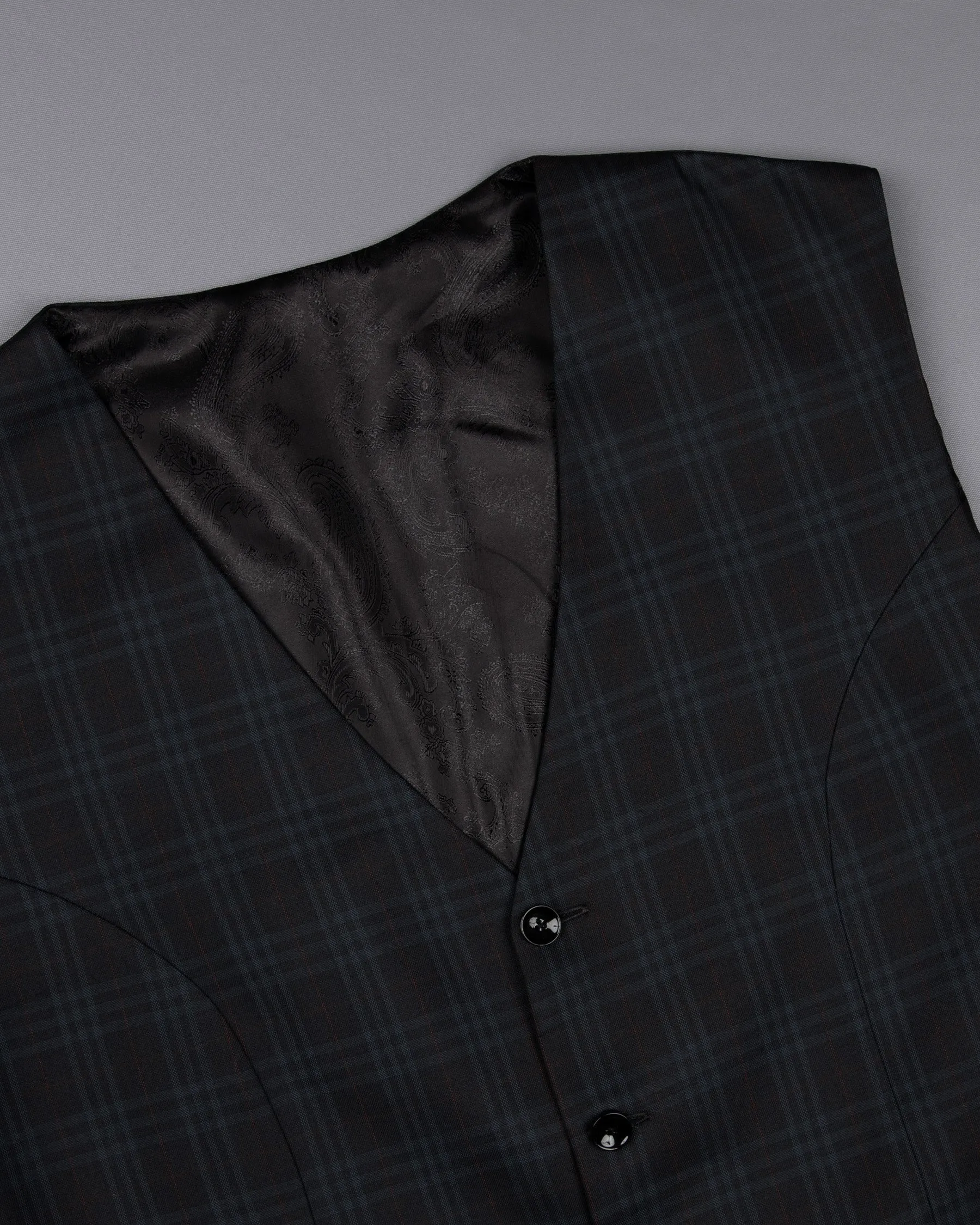 Shark Black Plaid Wool Rich Sports Waistcoat sold by French Crown product image thumbnail 4