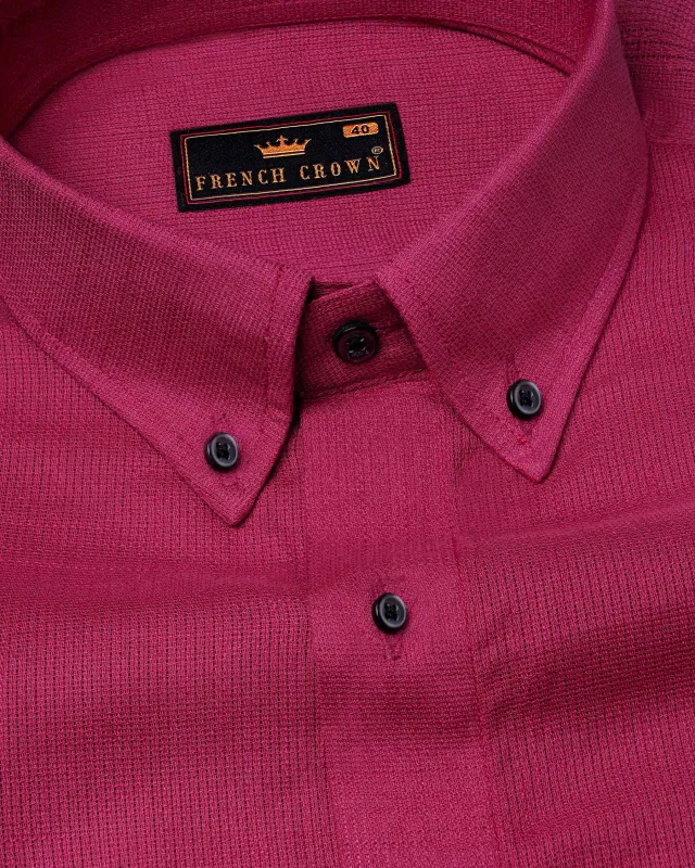 Mulberry Pink Dobby Textured Premium Giza Cotton Shirt sold by French Crown