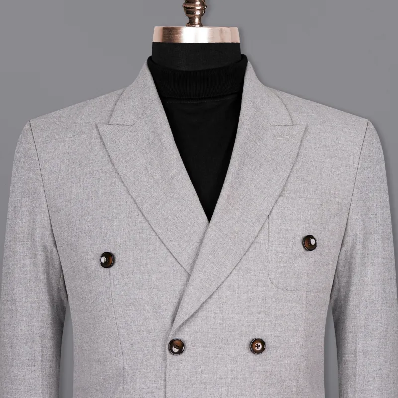French Gray Double-Breasted Wool Rich Sport Blazer sold by French Crown