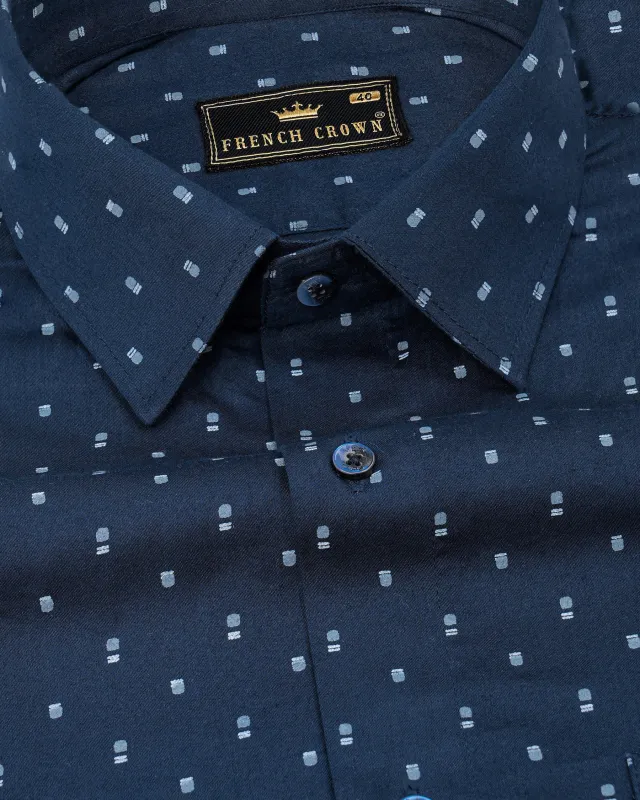Ebony Clay Blue Printed Super Soft Premium Cotton Shirt sold by French Crown