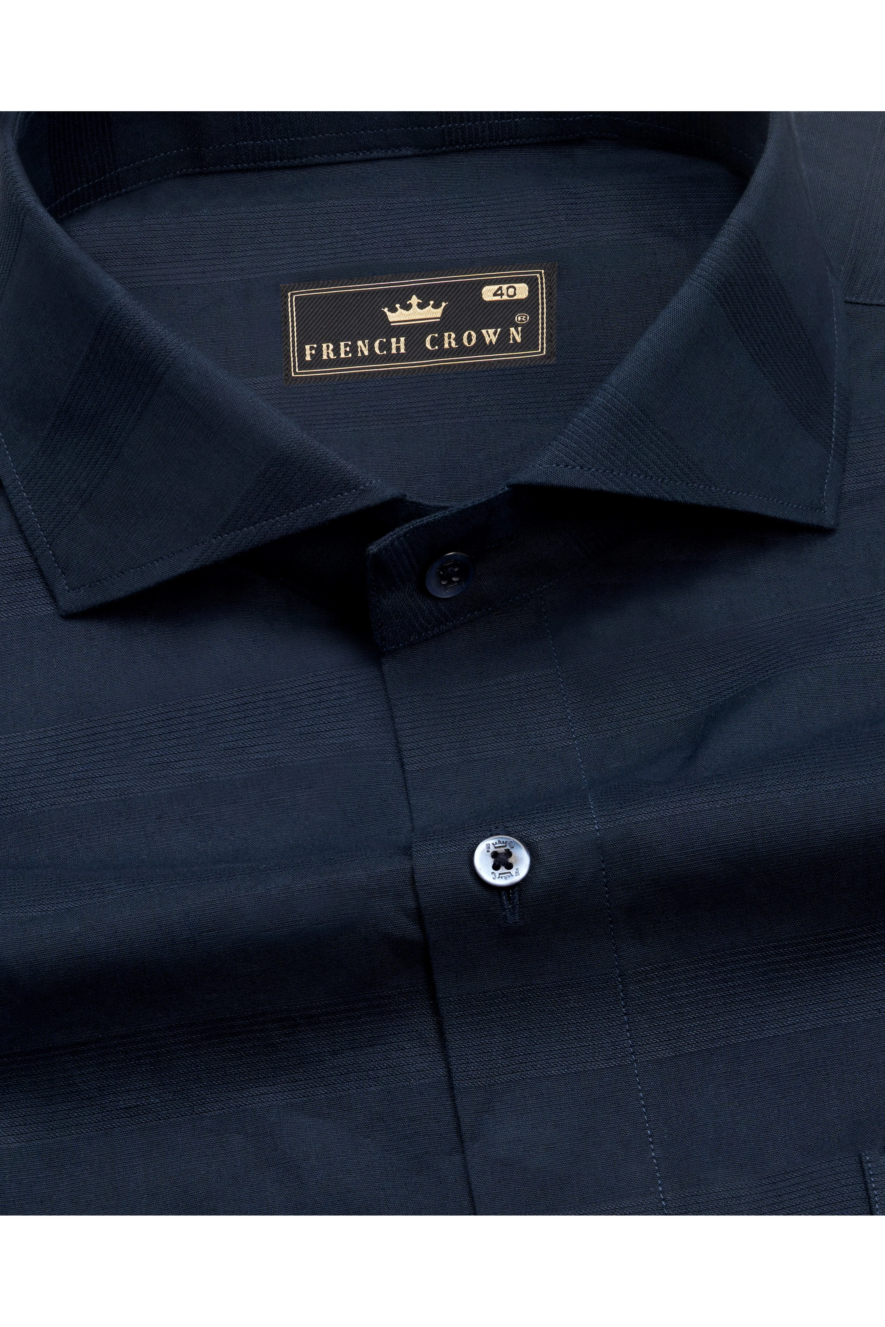 Ebony Clay Blue Dobby Textured Premium Giza Cotton Shirt sold by French Crown