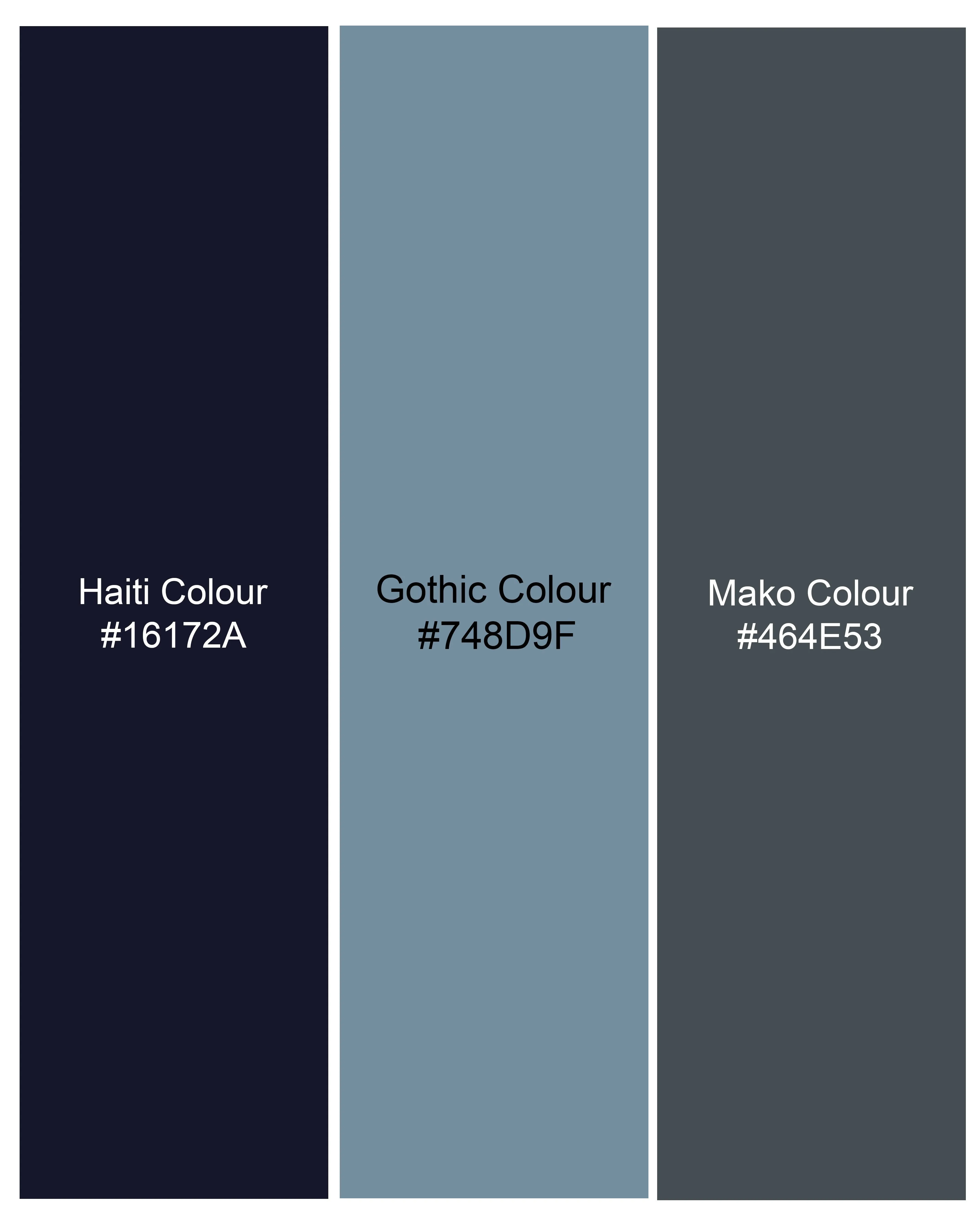 Haiti Blue Printed with White Cuffs and Collar Super Soft Premium Cotton Shirt sold by French Crown product image thumbnail 5