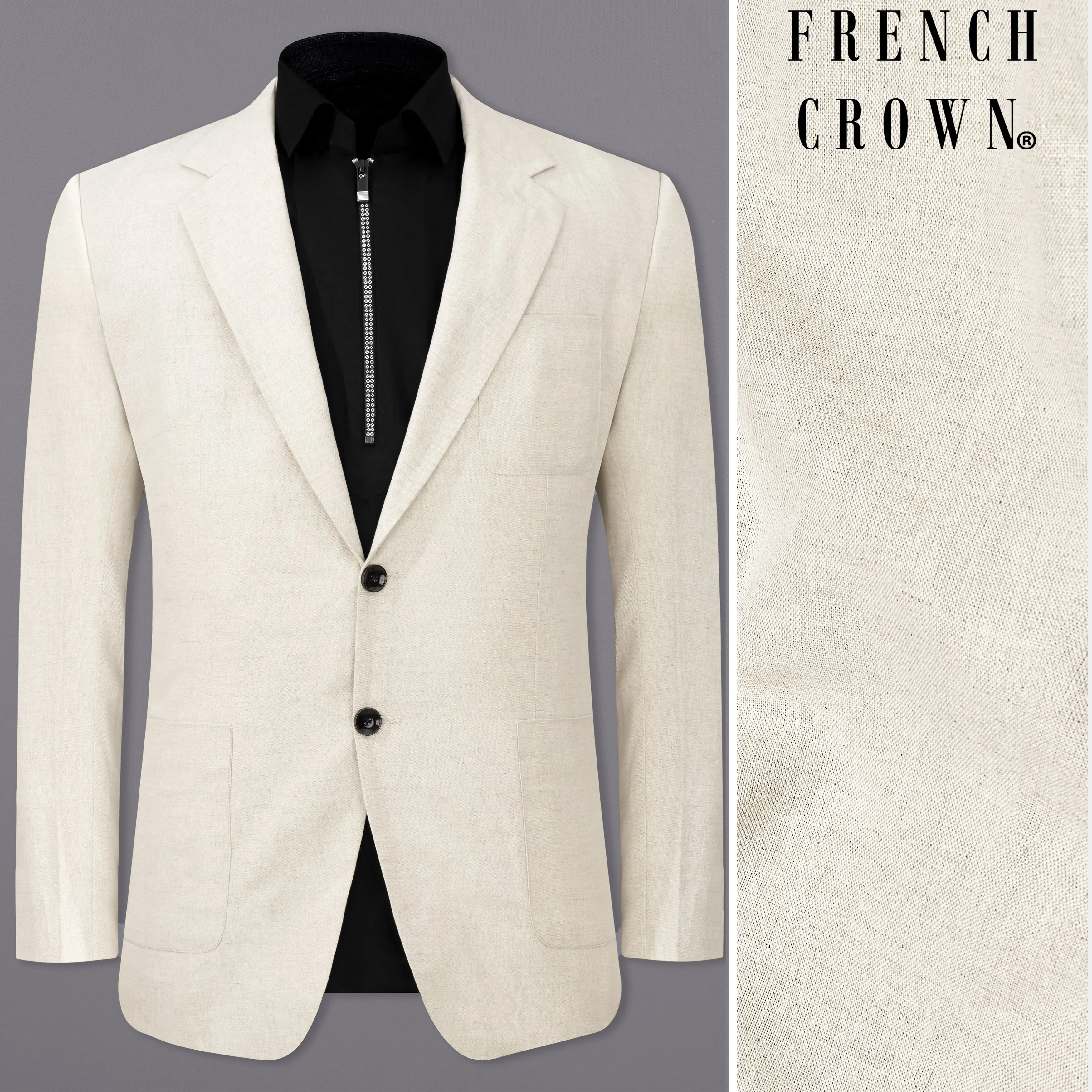 Coral Reef Cream Luxurious Linen Sports Blazer sold by French Crown