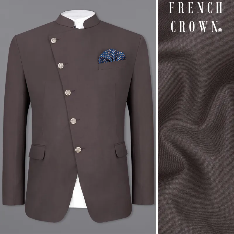 Coffee Brown Cross Placket Bandhgala Blazer sold by French Crown