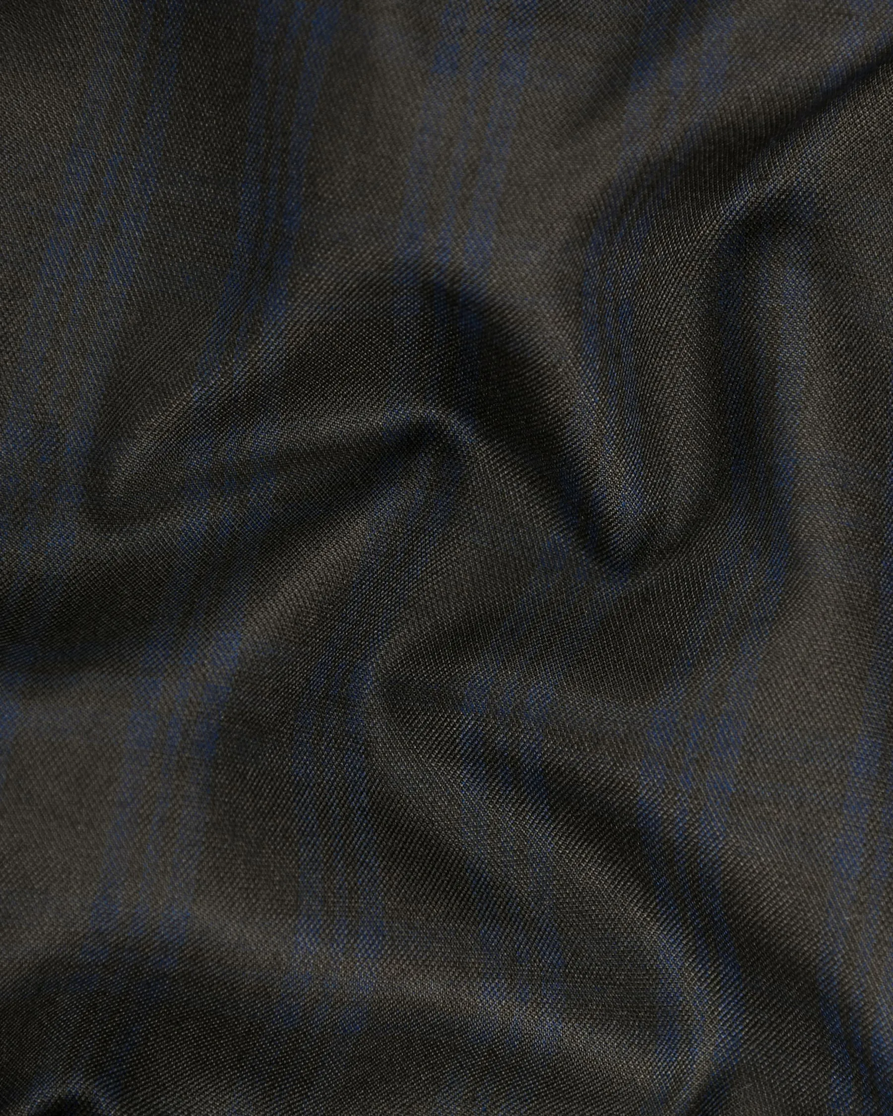 Charcoal with Subtle Navy Plaid Wool Rich Waistcoat sold by French Crown product image thumbnail 3