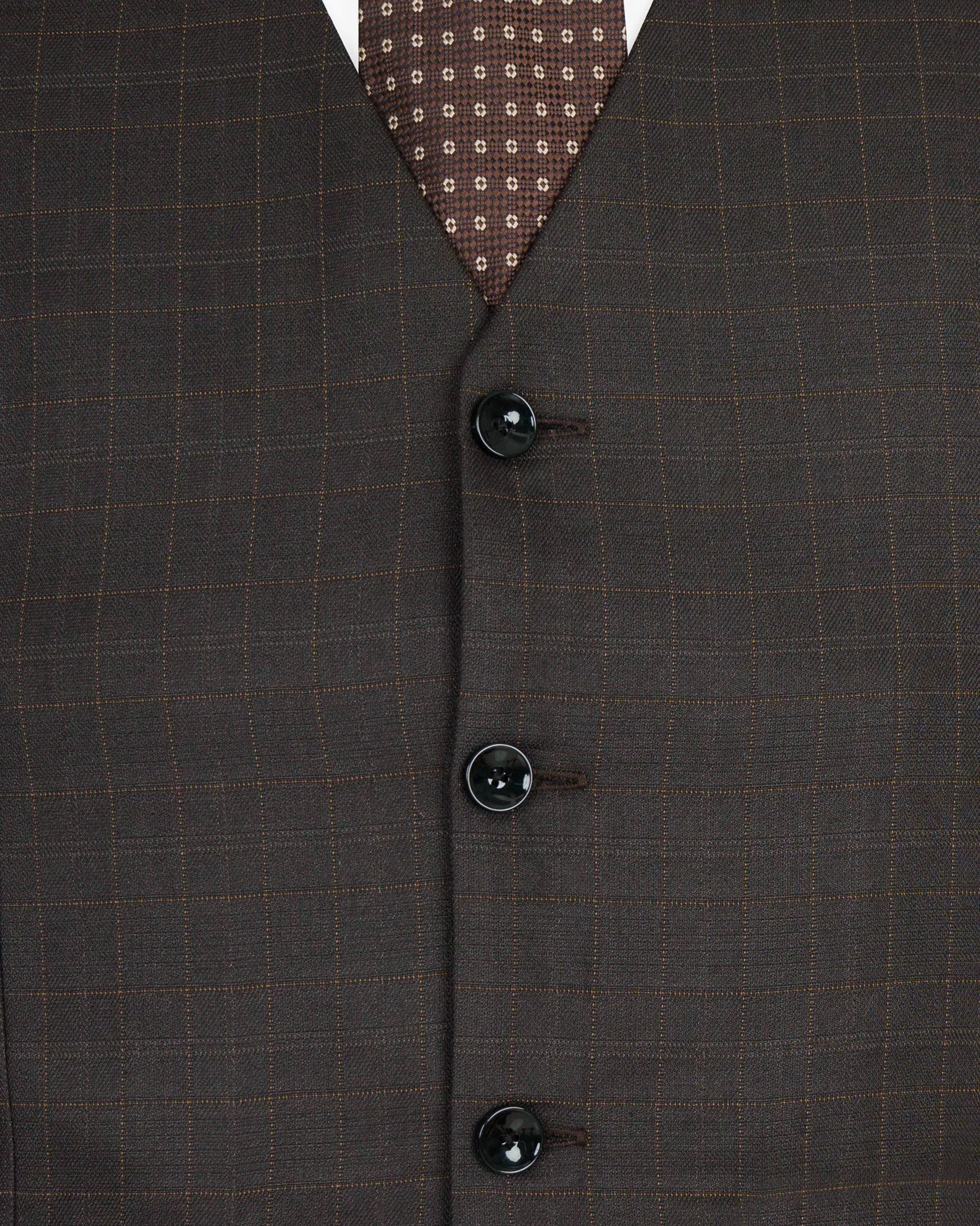 Brown Plaid Wool Rich Waistcoat sold by French Crown product image thumbnail 5
