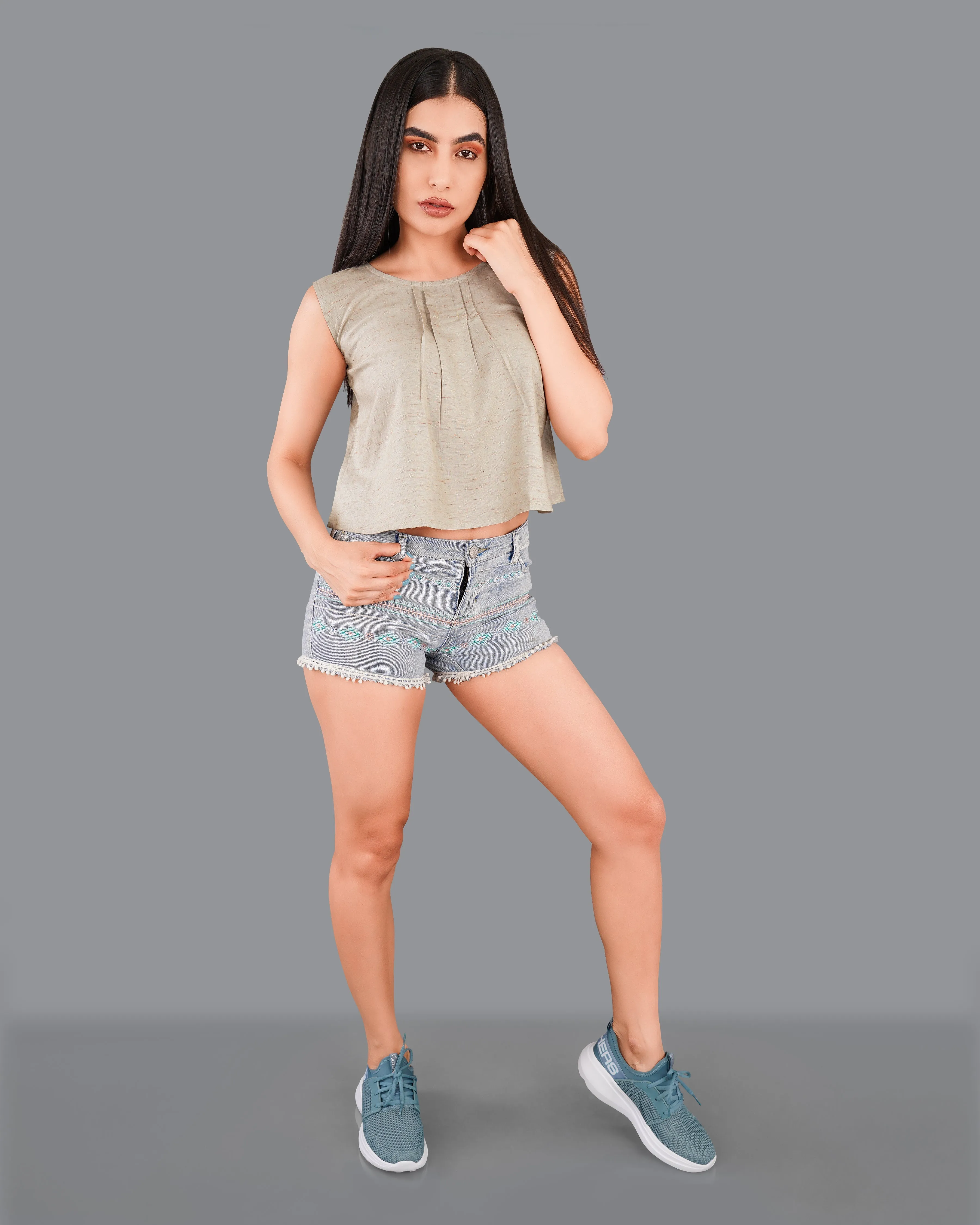 Amber Brown Premium Cotton Crop Top sold by French Crown product image thumbnail 4