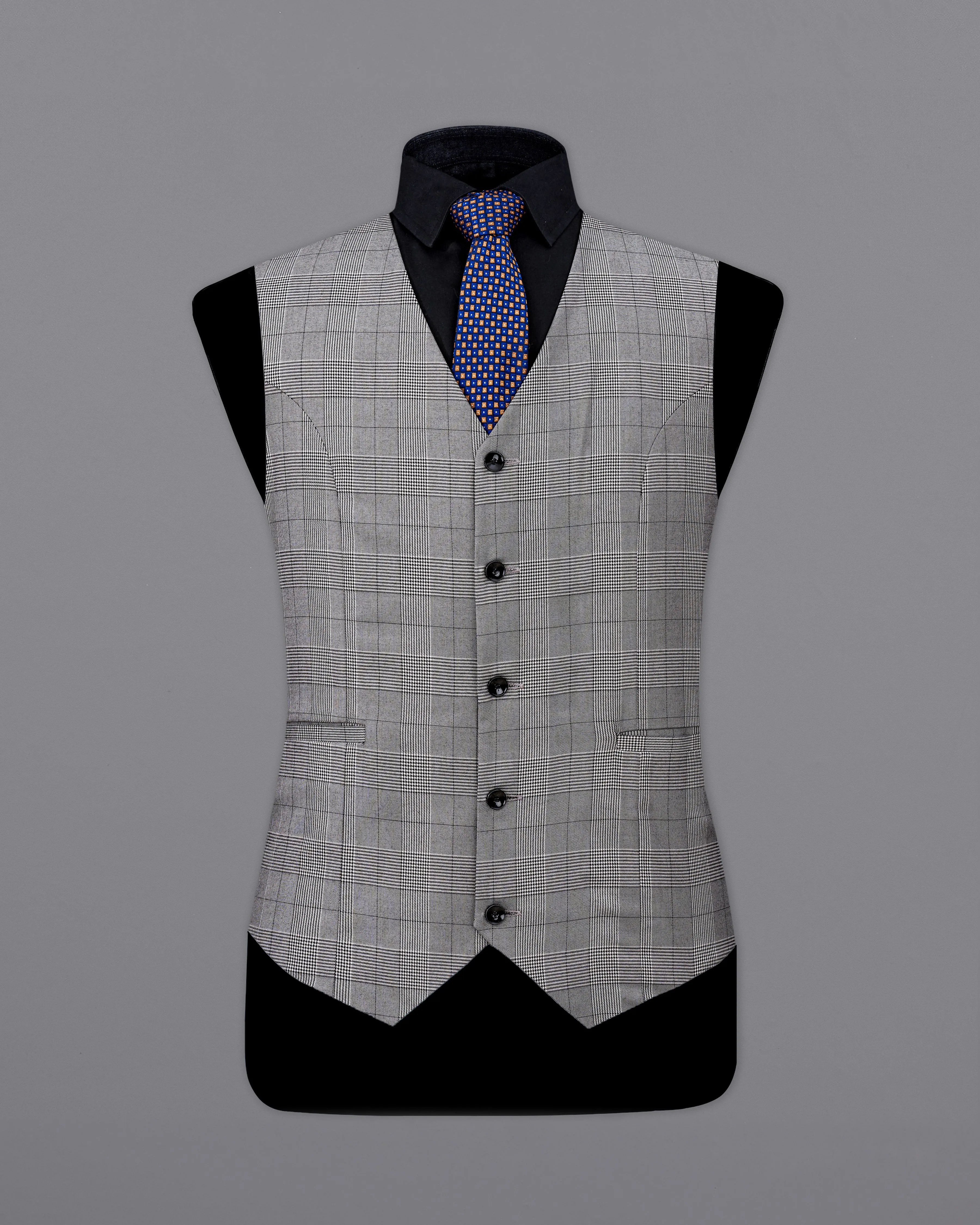 Storm Dust Gray Plaid Waistcoat sold by French Crown product image thumbnail 2