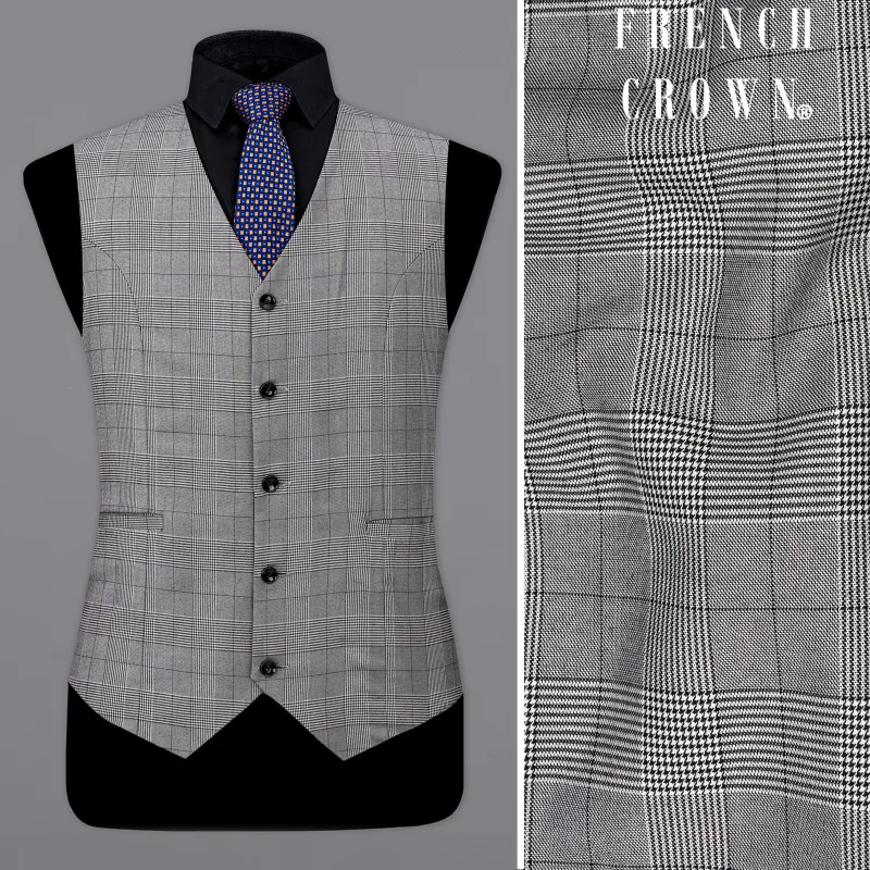 Storm Dust Gray Plaid Waistcoat sold by French Crown