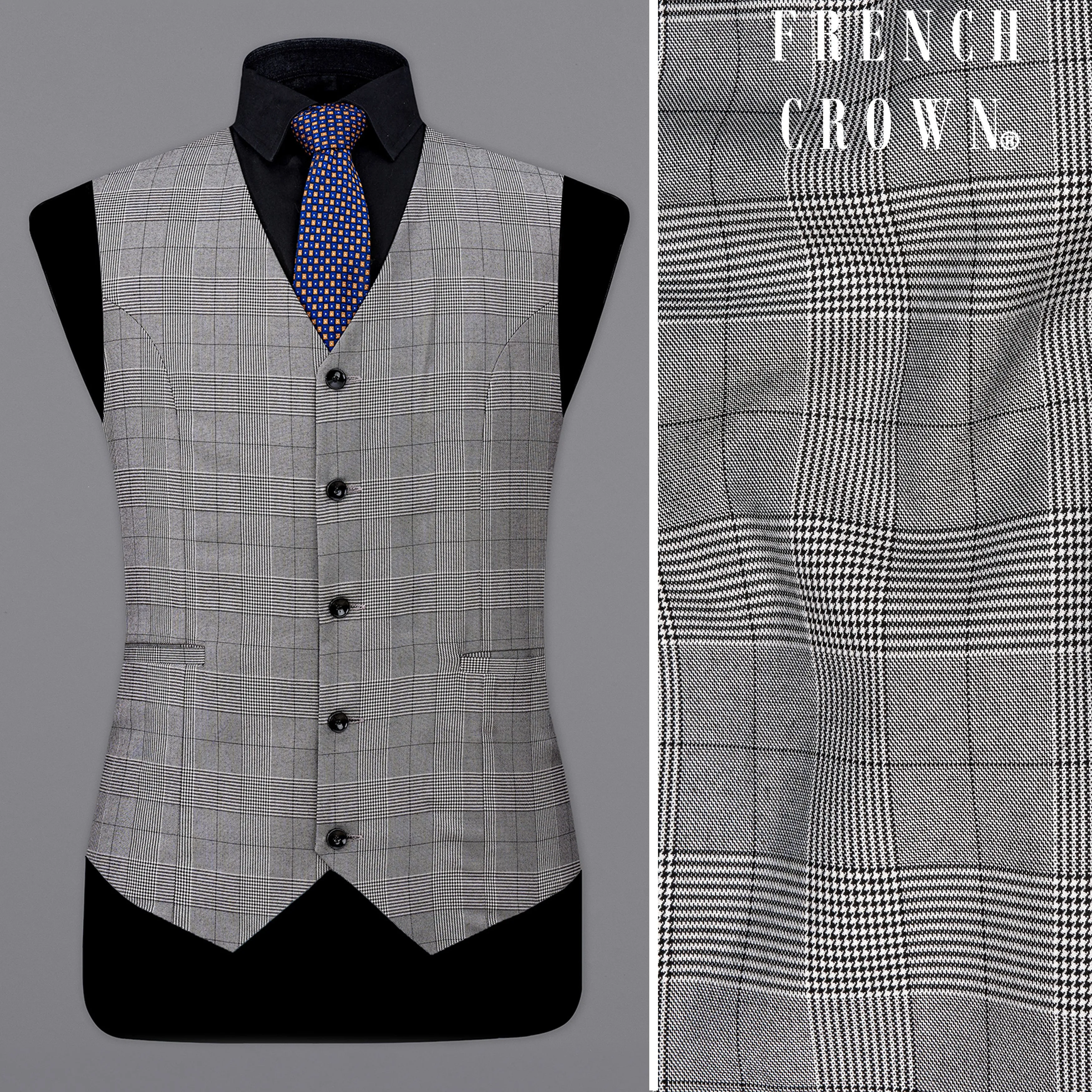 Storm Dust Gray Plaid Waistcoat sold by French Crown