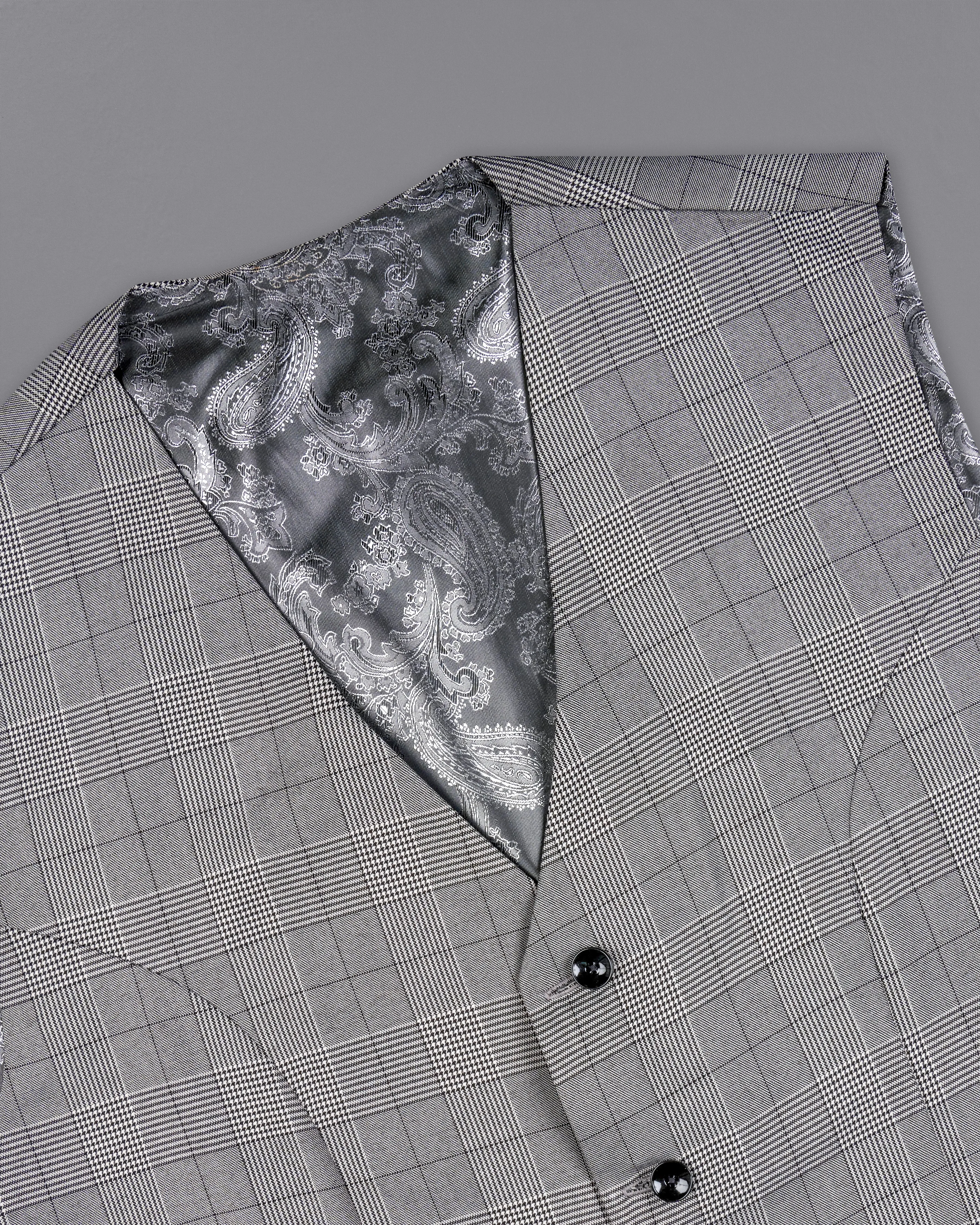 Storm Dust Gray Plaid Waistcoat sold by French Crown product image thumbnail 4