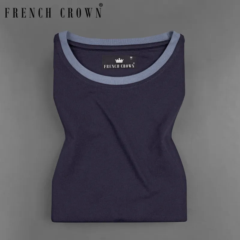 Blue Premium Cotton Organic T-shirt made by French Crown