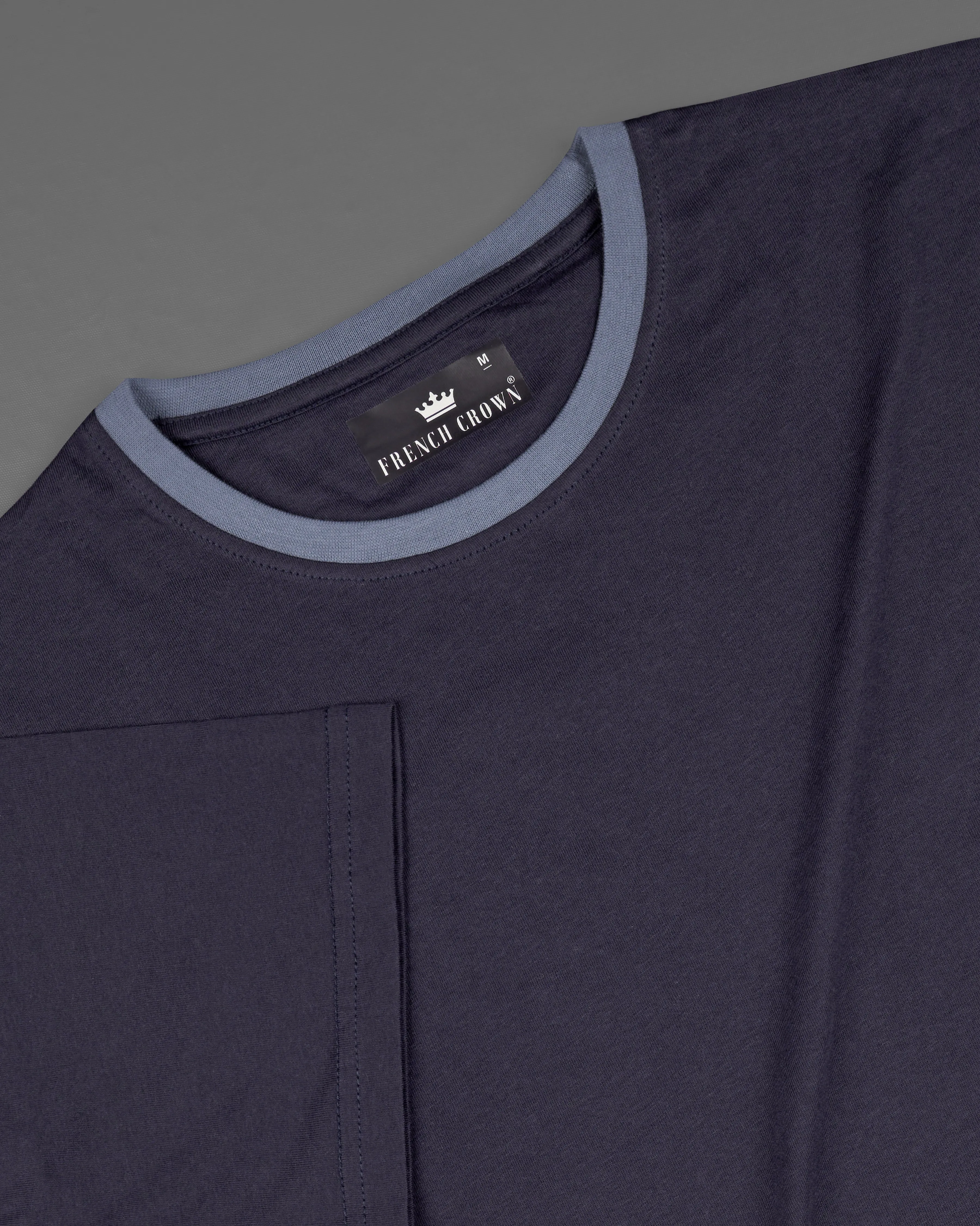Blue Premium Cotton Organic T-shirt sold by French Crown product image thumbnail 4