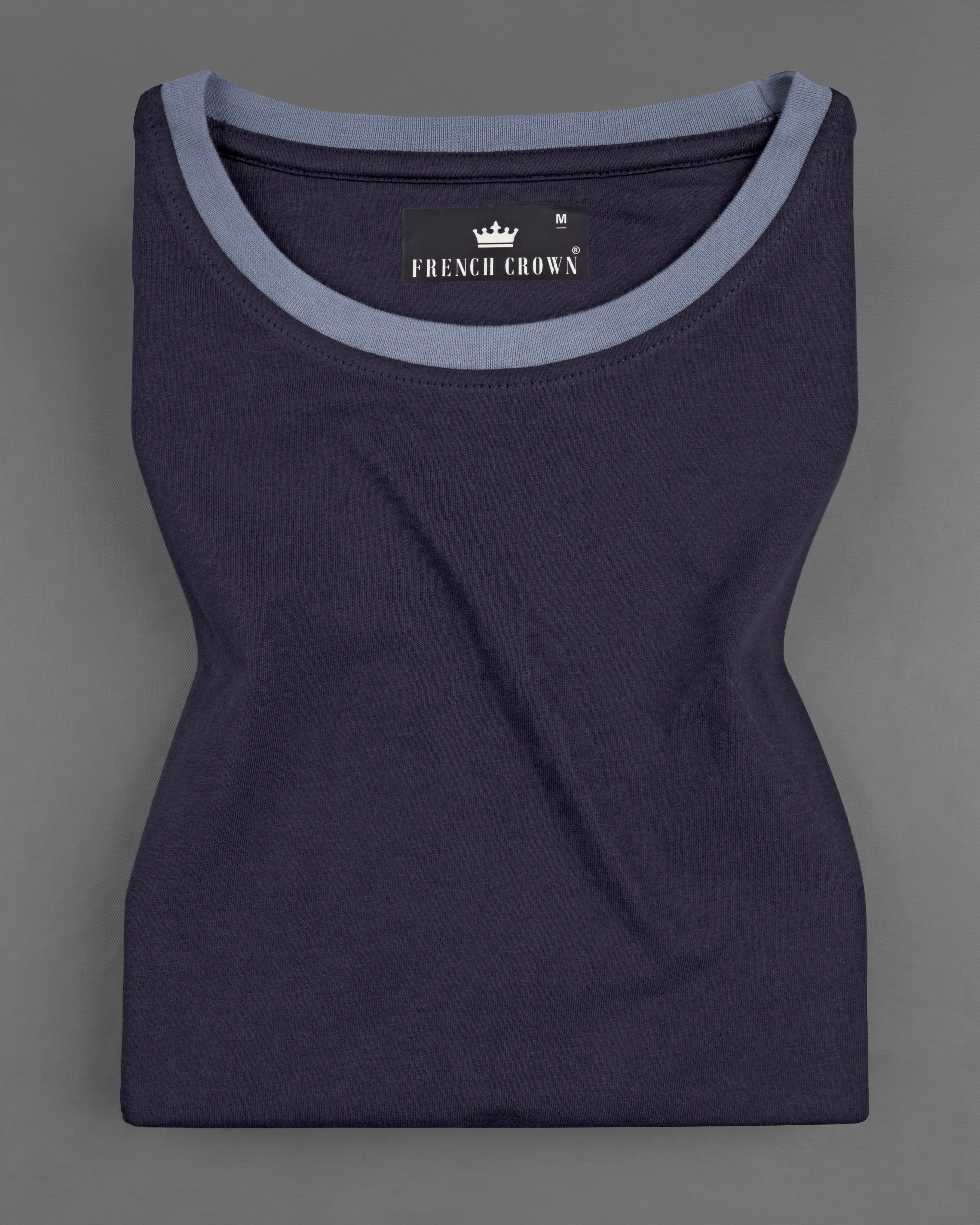 Blue Premium Cotton Organic T-shirt sold by French Crown product image thumbnail 2