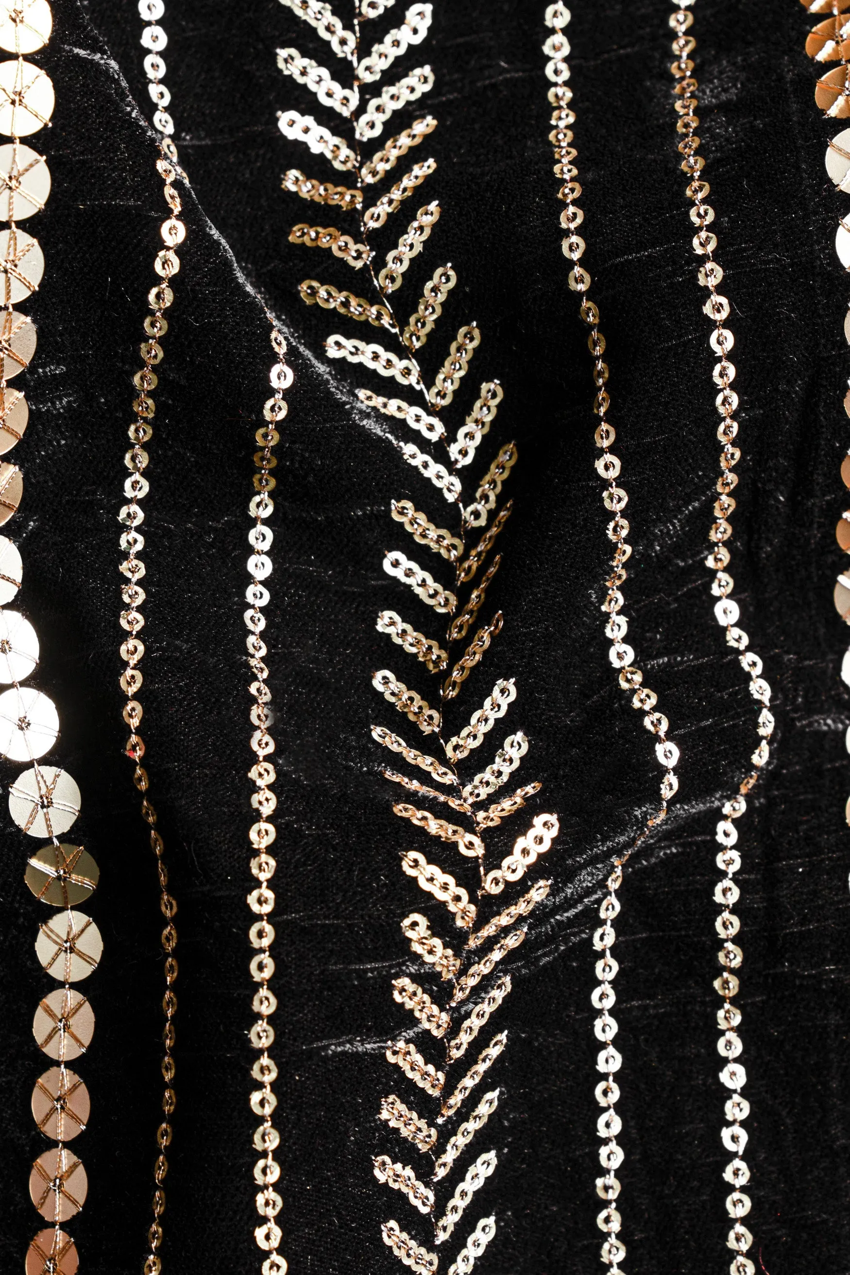 Jade Black Vertical Sequin Embroidered Designer Nehru Jacket sold by French Crown product image thumbnail 3