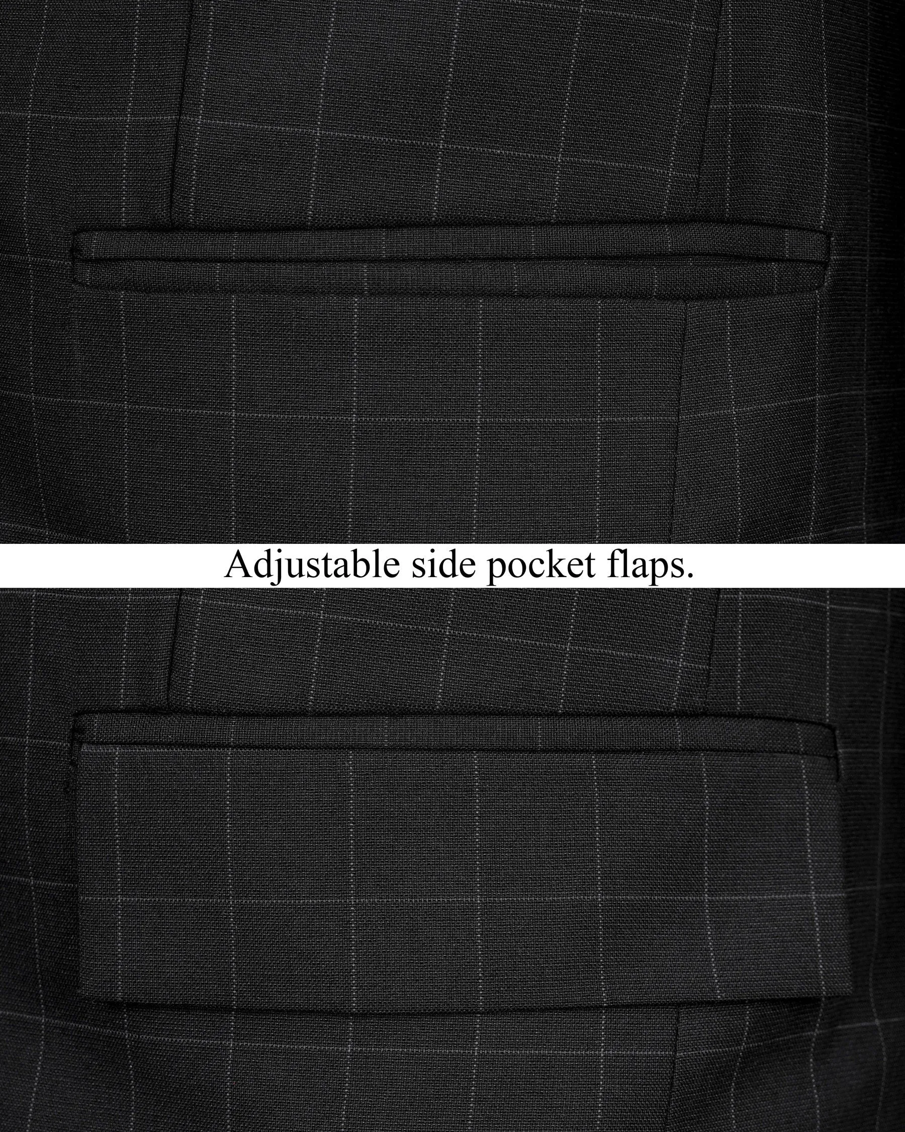 Zeus Black Windowpane Double Breasted Blazer sold by French Crown product image thumbnail 5