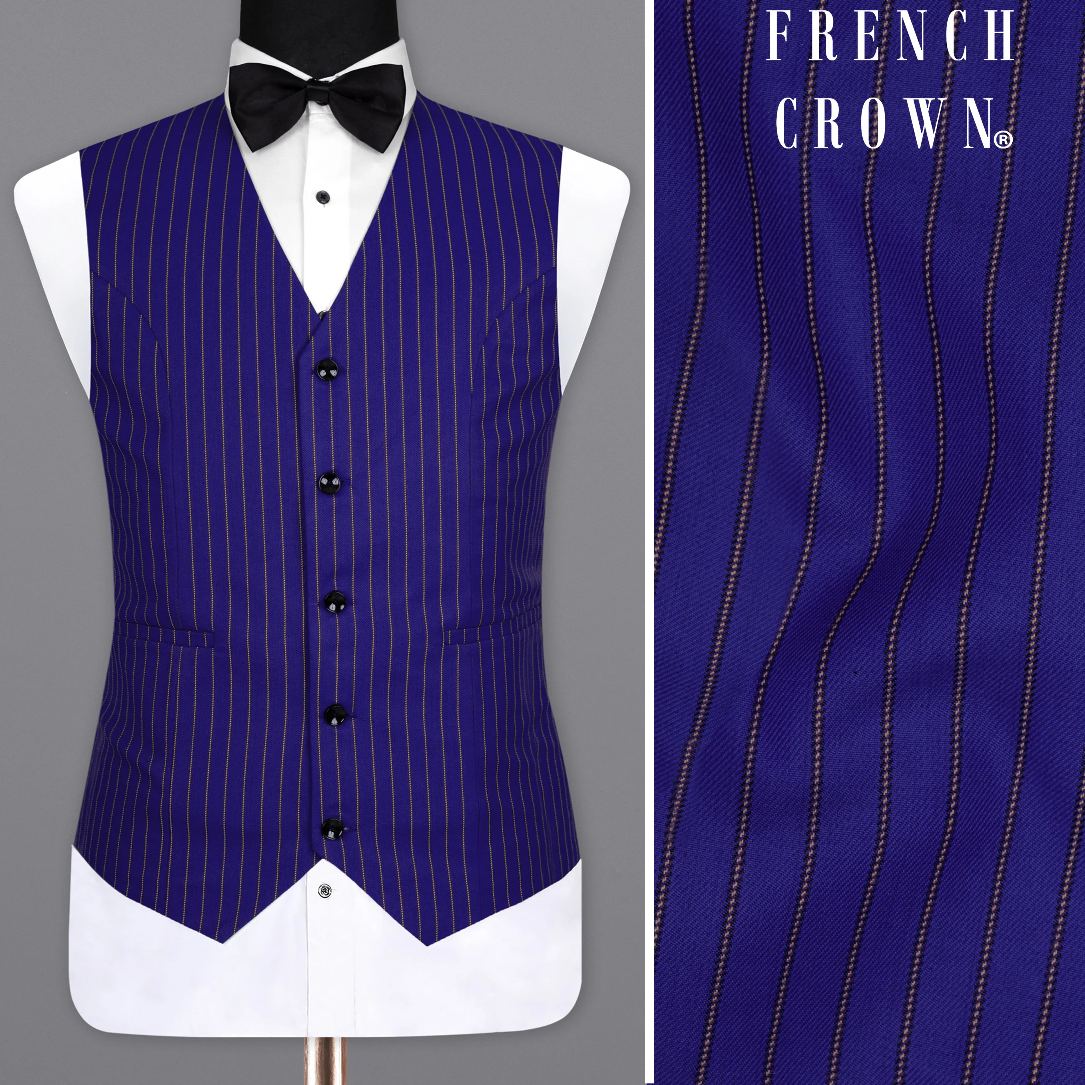 Violet Striped Wool Rich Waistcoat sold by French Crown