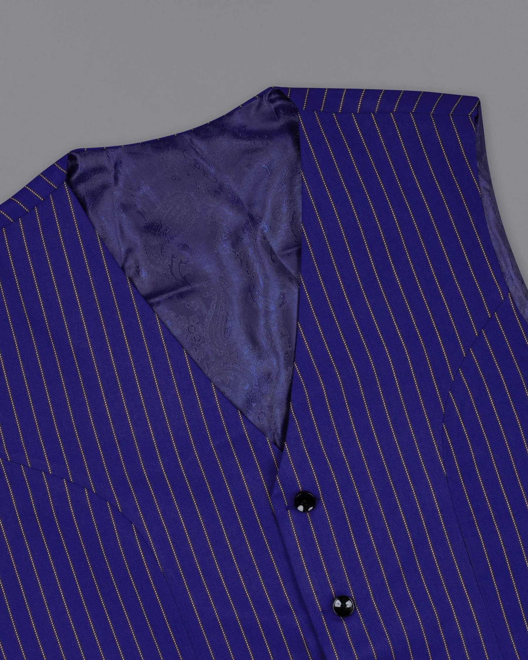 Violet Striped Wool Rich Waistcoat sold by French Crown product image thumbnail 4