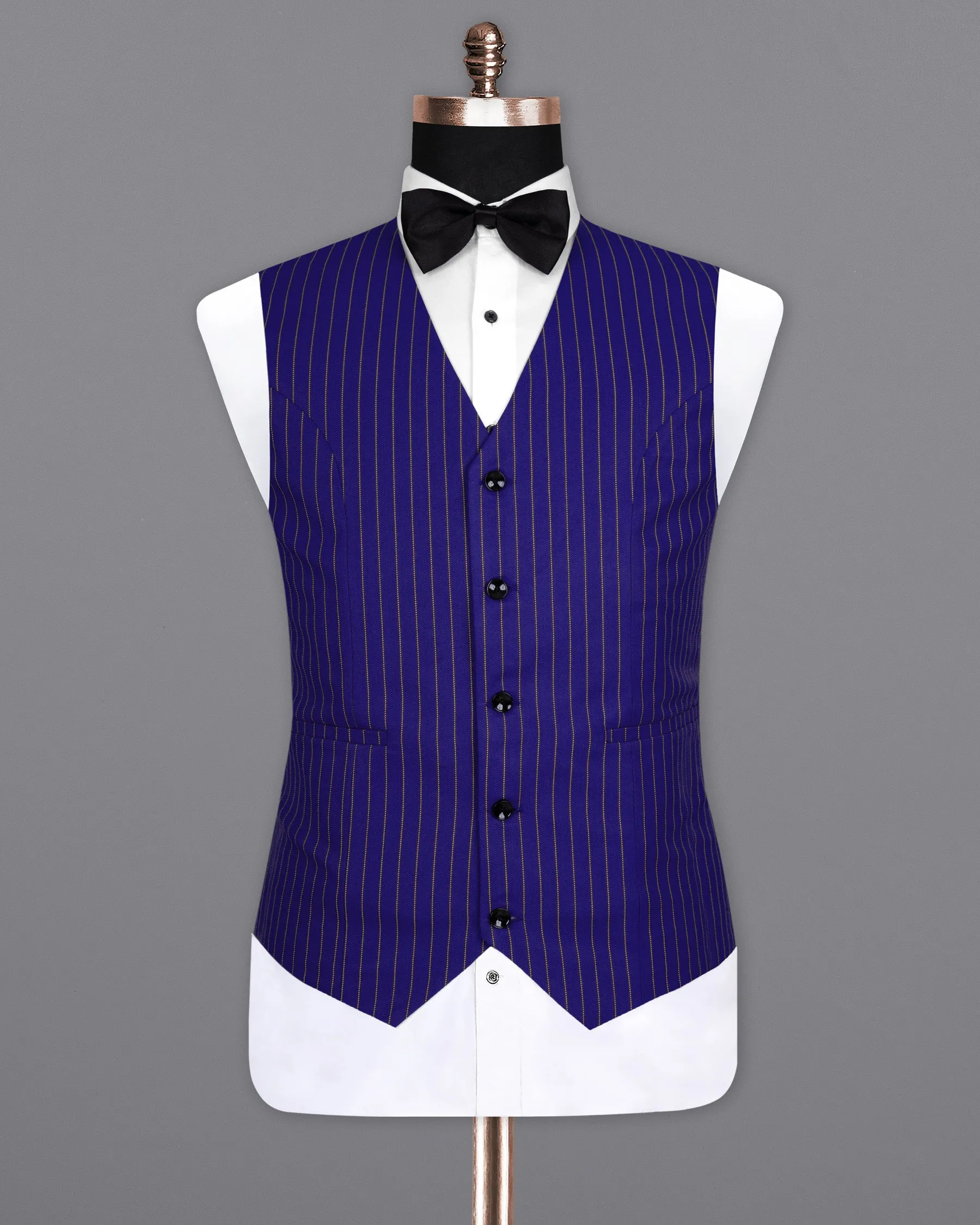 Violet Striped Wool Rich Waistcoat sold by French Crown product image thumbnail 2