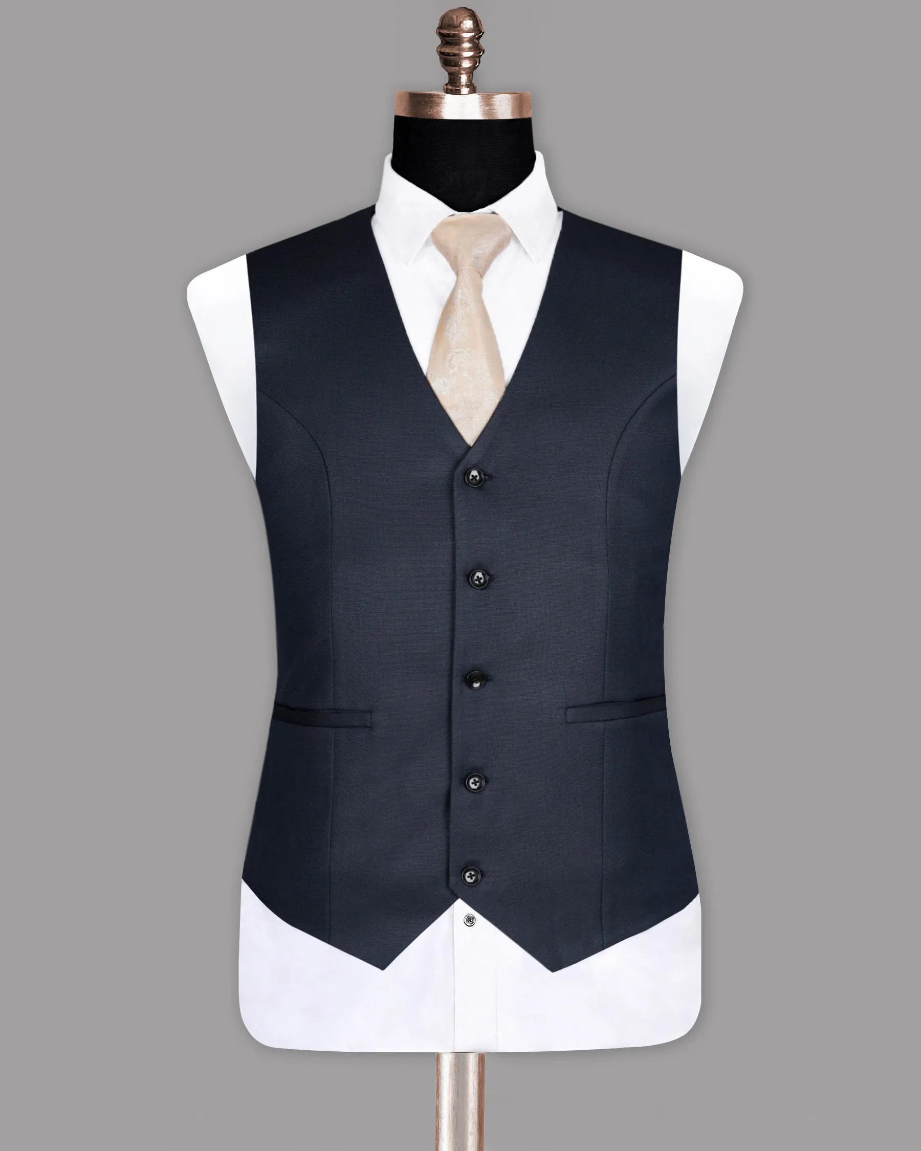 Royal Blue Wool Rich Waistcoat sold by French Crown product image thumbnail 4
