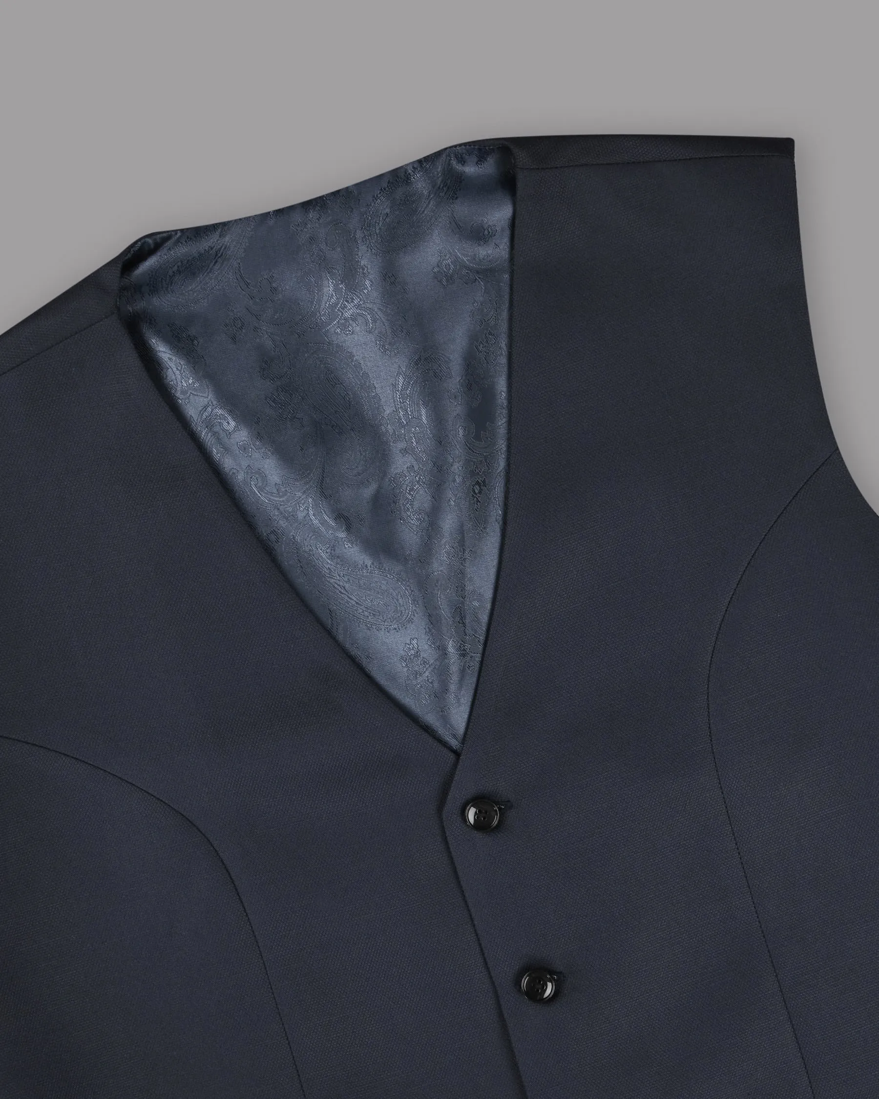 Royal Blue Wool Rich Waistcoat sold by French Crown product image thumbnail 2