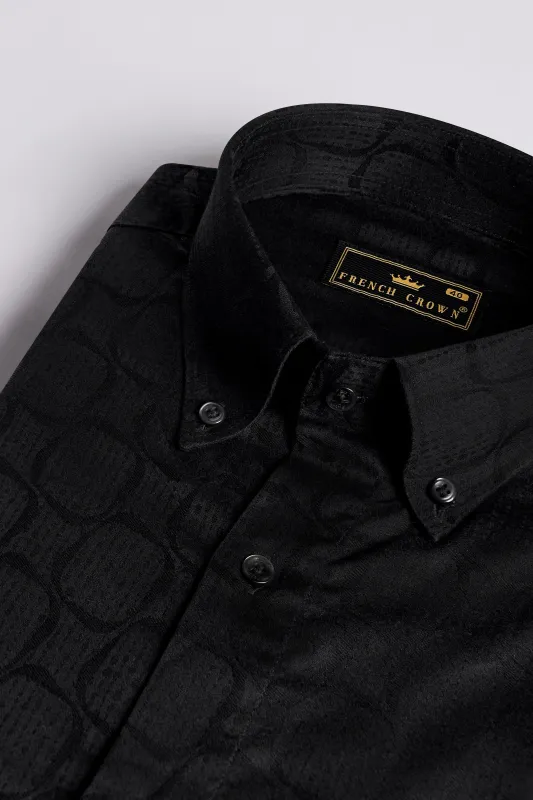 Jade Black Jacquard Textured Premium Giza Cotton Shirt sold by French Crown
