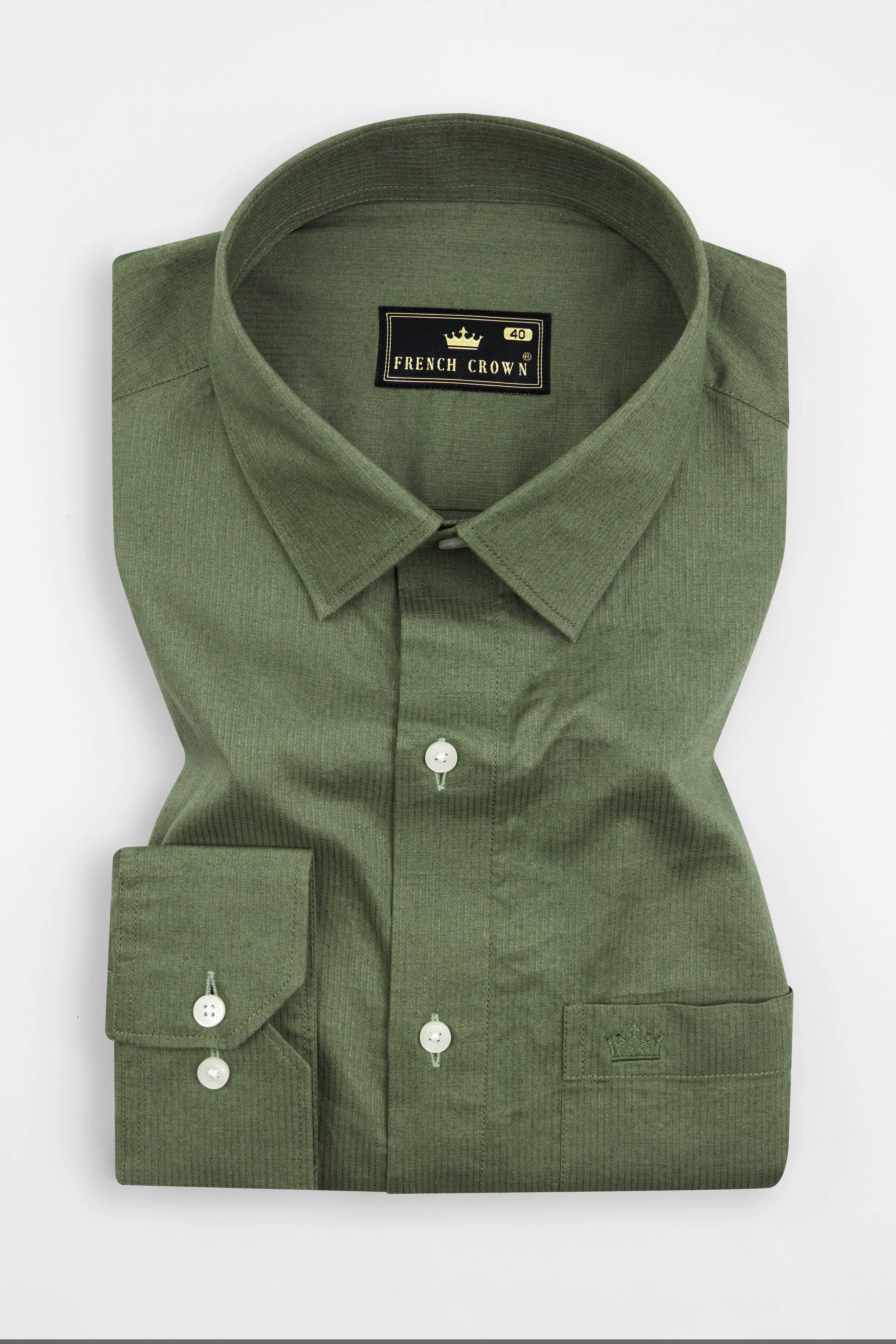 Cactus Green Dobby Textured Premium Giza Cotton Shirt sold by French Crown product image thumbnail 3