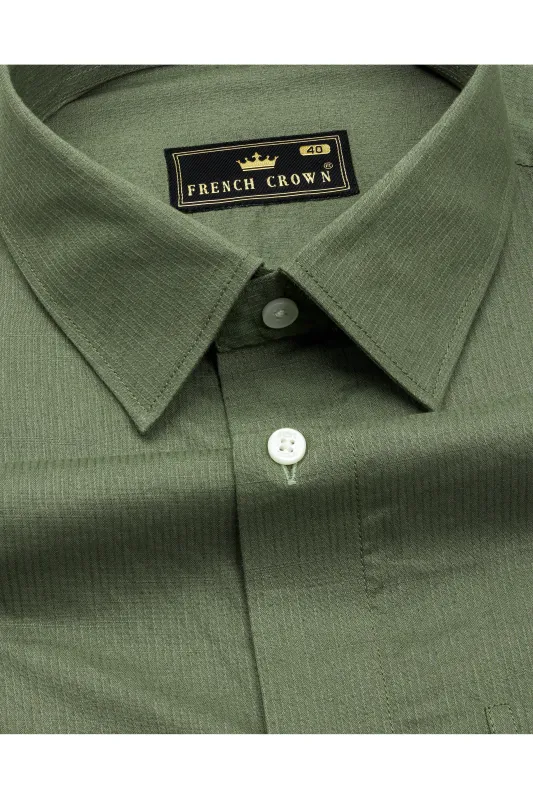 Cactus Green Dobby Textured Premium Giza Cotton Shirt sold by French Crown